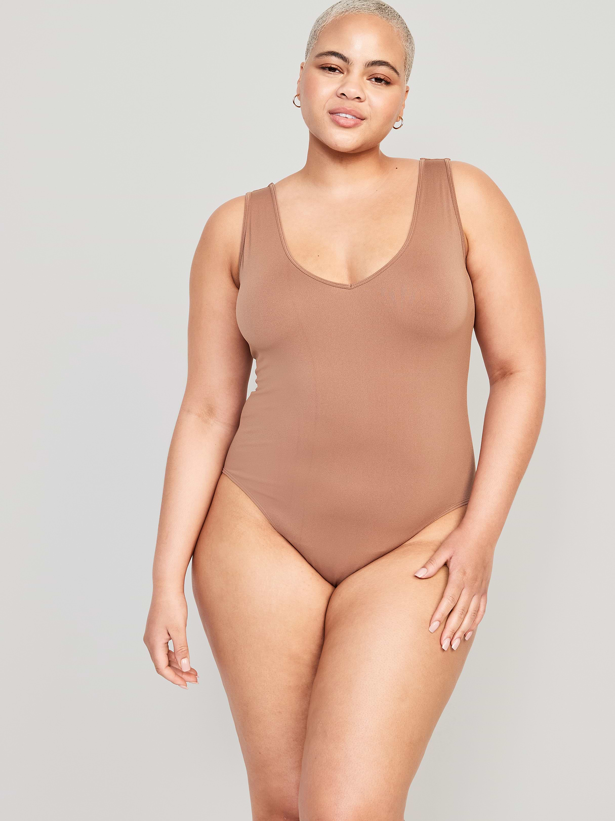 Seamless Base-Layer Tank Top Bodysuit - Cocoa Fawn