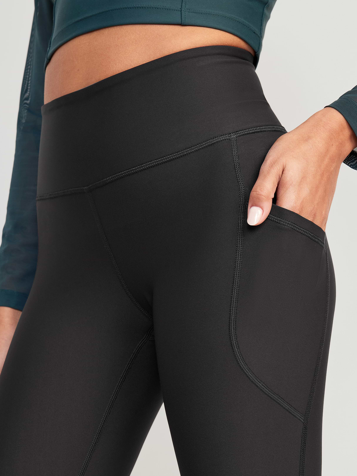 High-Waisted PowerSoft Full-Length Pocket Leggings - Black Jack (751138012)