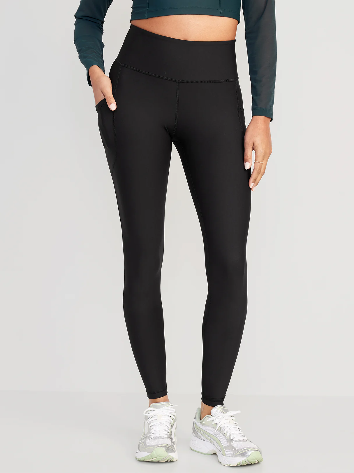 High-Waisted PowerSoft Full-Length Pocket Leggings - Black Jack (751138012)