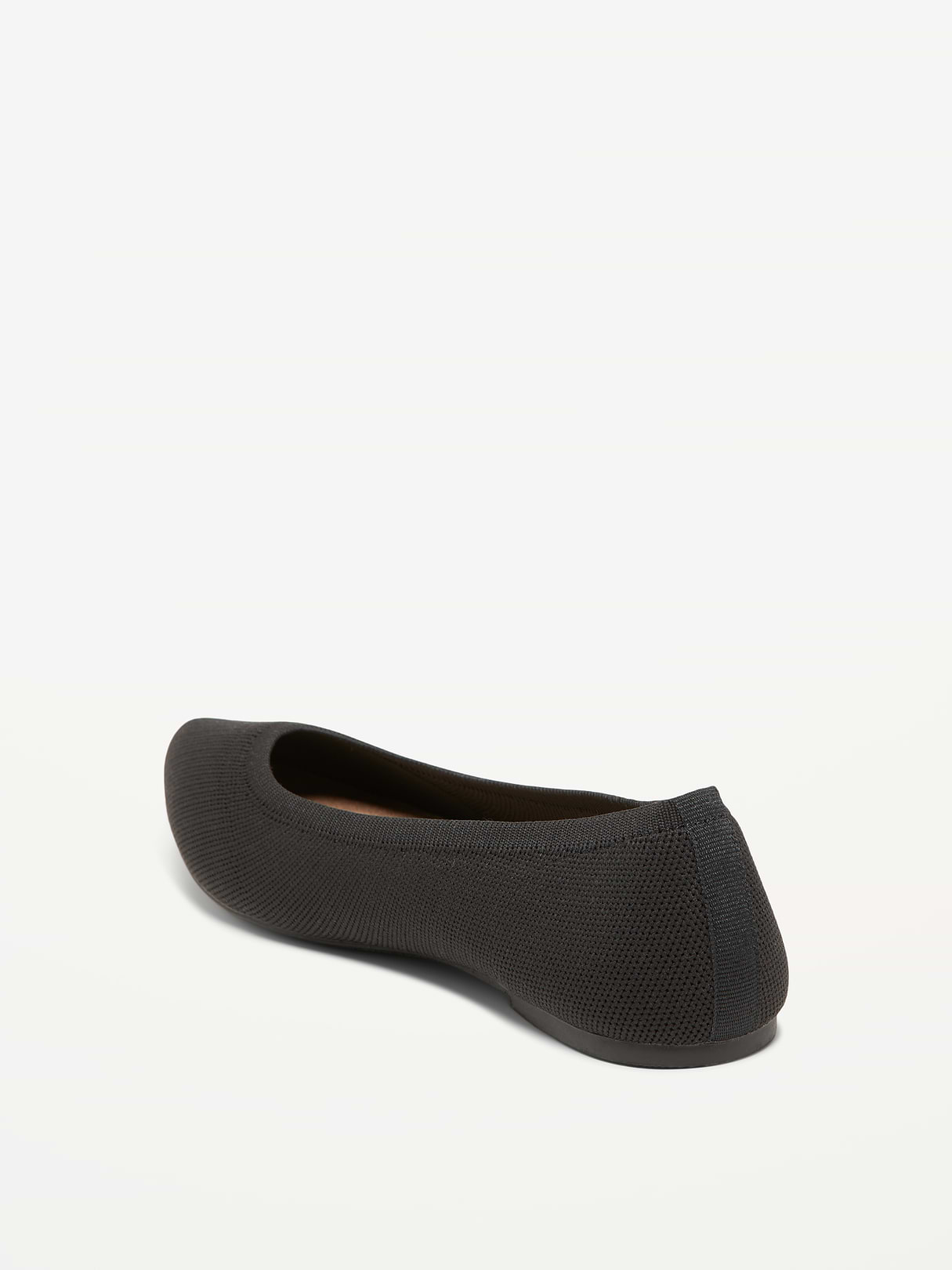 Soft-Knit Pointed-Toe Ballet Flats - Black