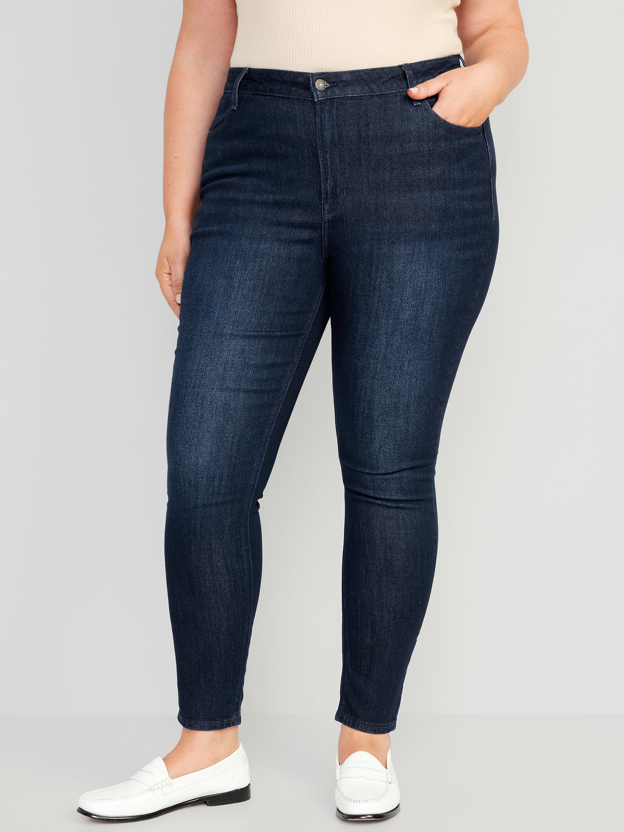 High-Waisted Wow Super-Skinny Jeans - Dark Rinse