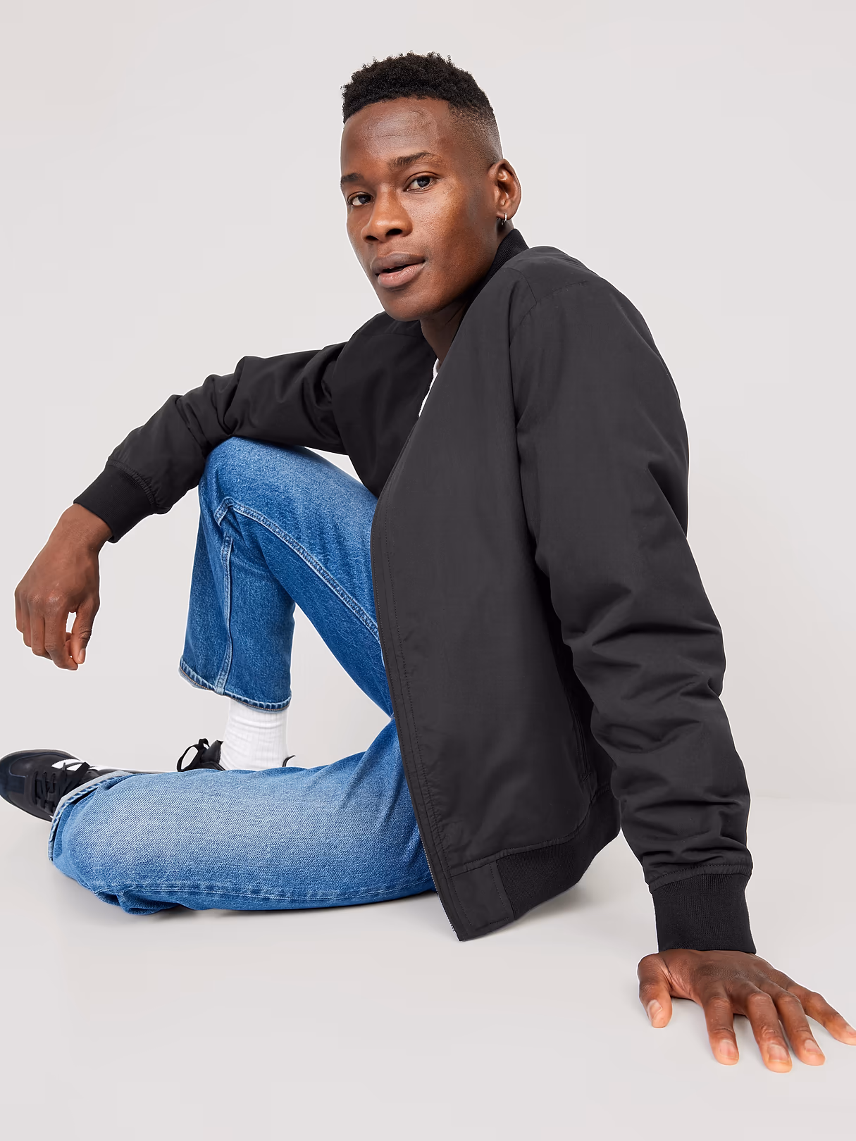 Water-Resistant Zip Bomber Jacket - Black Jack