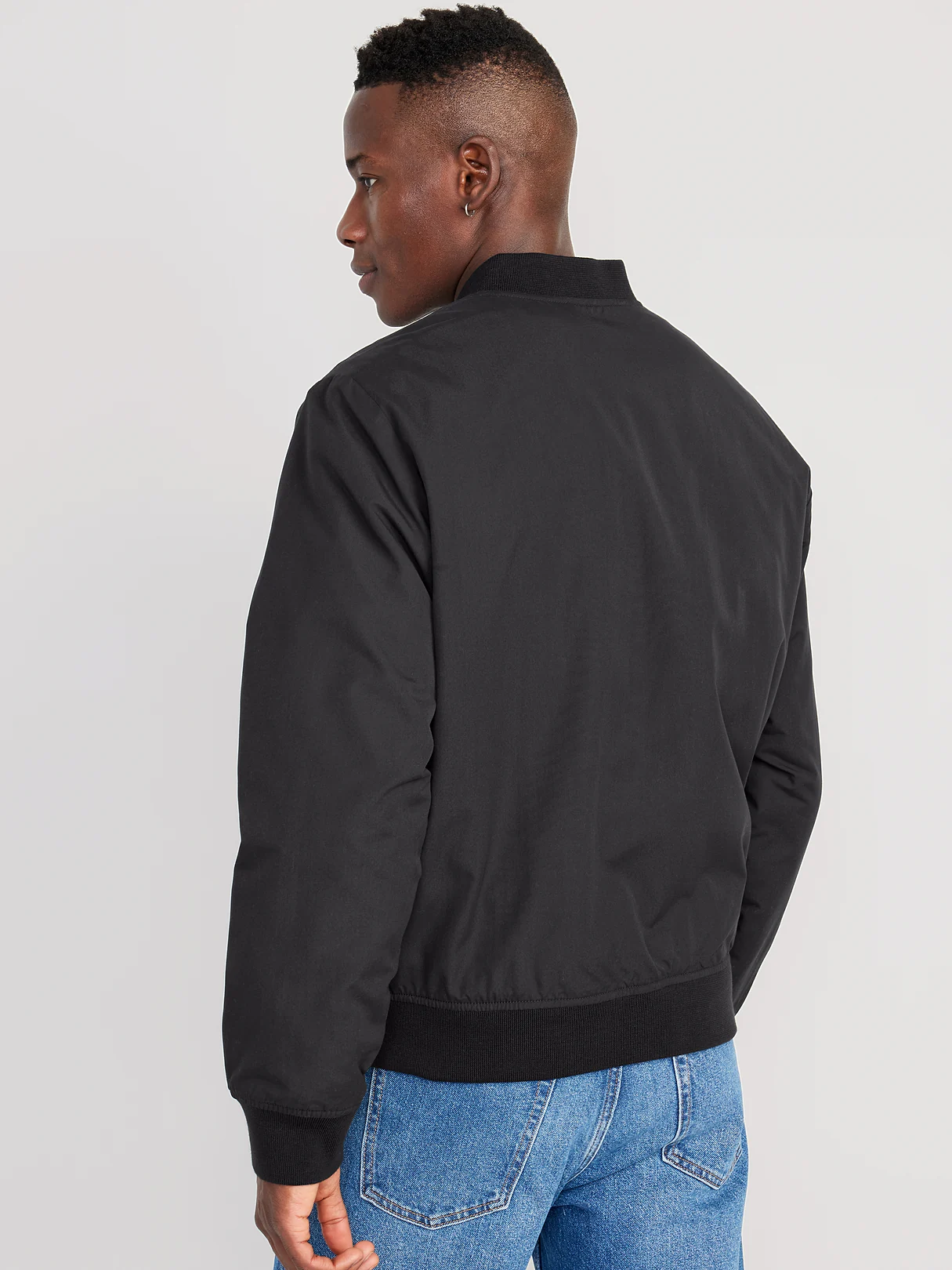 Water-Resistant Zip Bomber Jacket - Black Jack