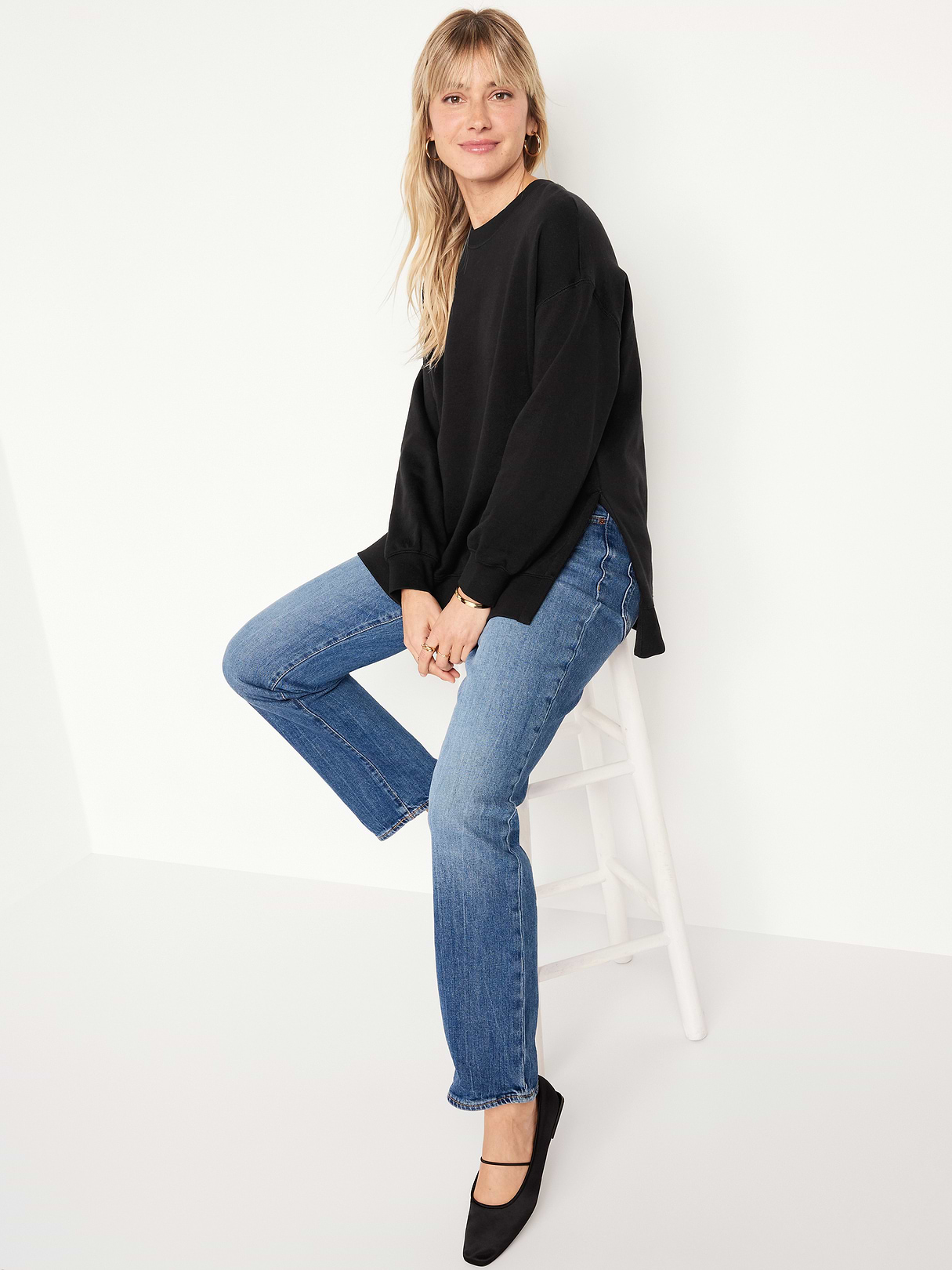 SoComfy Relaxed Tunic Sweatshirt - Black Jack