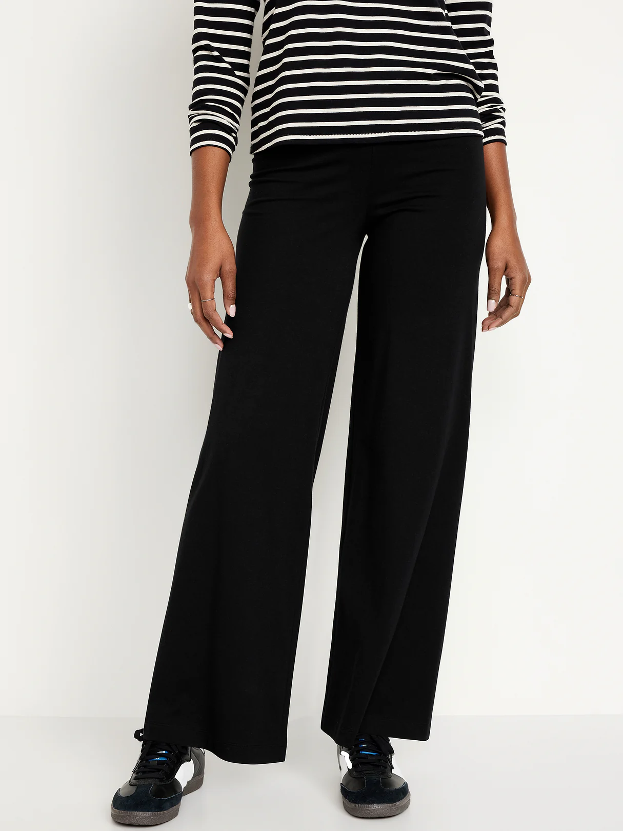 High-Waisted Fashion Wide-Leg Leggings - BlackJack