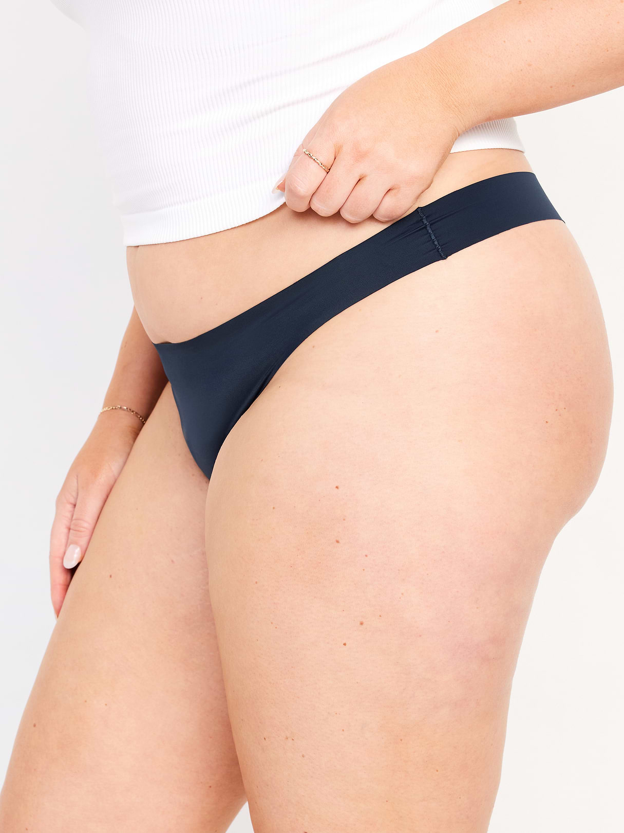 Low-Rise No-Show Thong - Navy