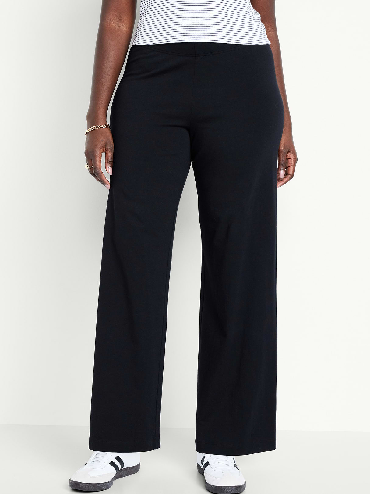 High-Waisted Fashion Wide-Leg Leggings - BlackJack