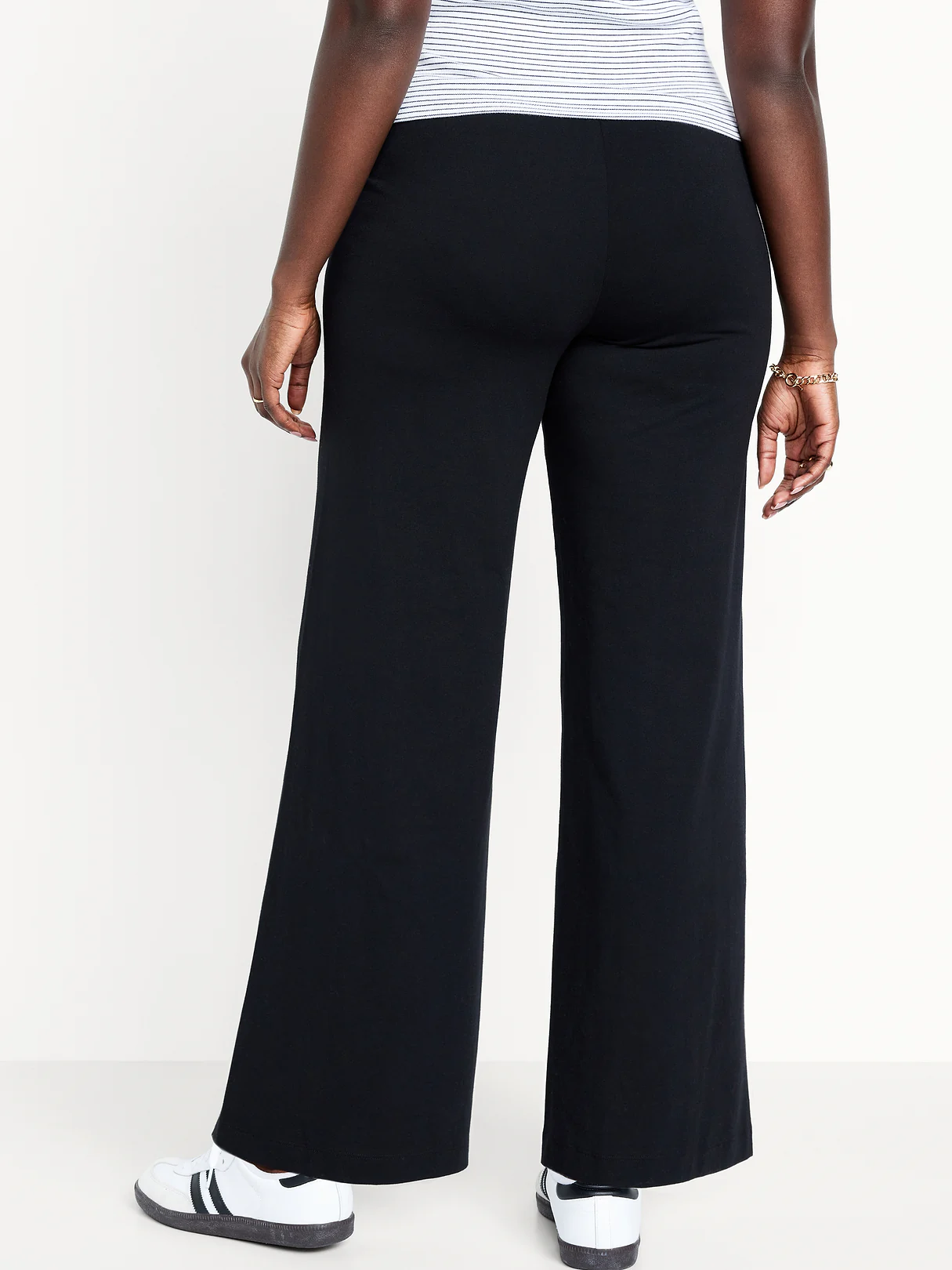 High-Waisted Fashion Wide-Leg Leggings - BlackJack