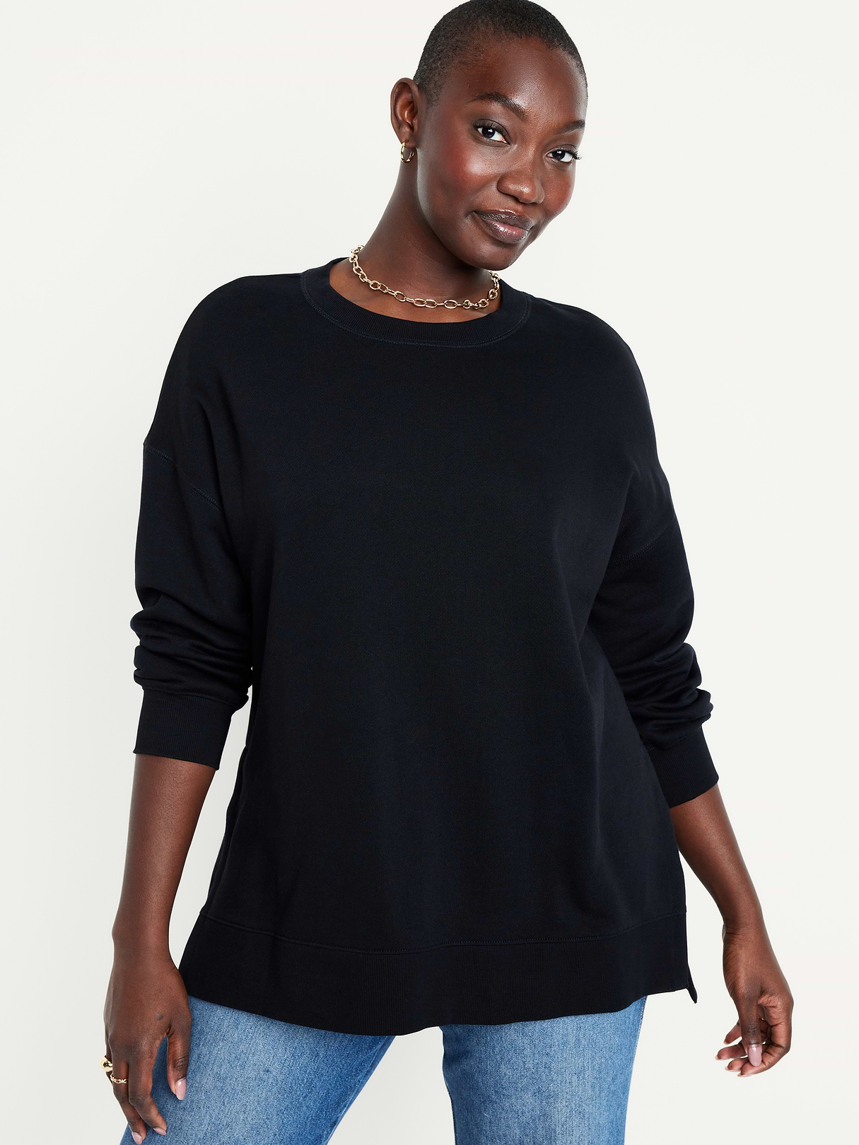 SoComfy Relaxed Tunic Sweatshirt - Black Jack