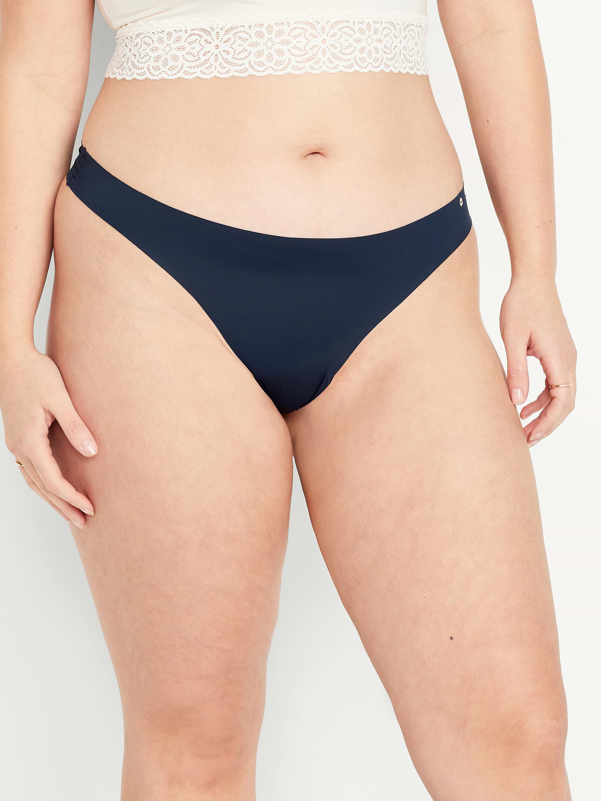 Low-Rise No-Show Thong - Navy