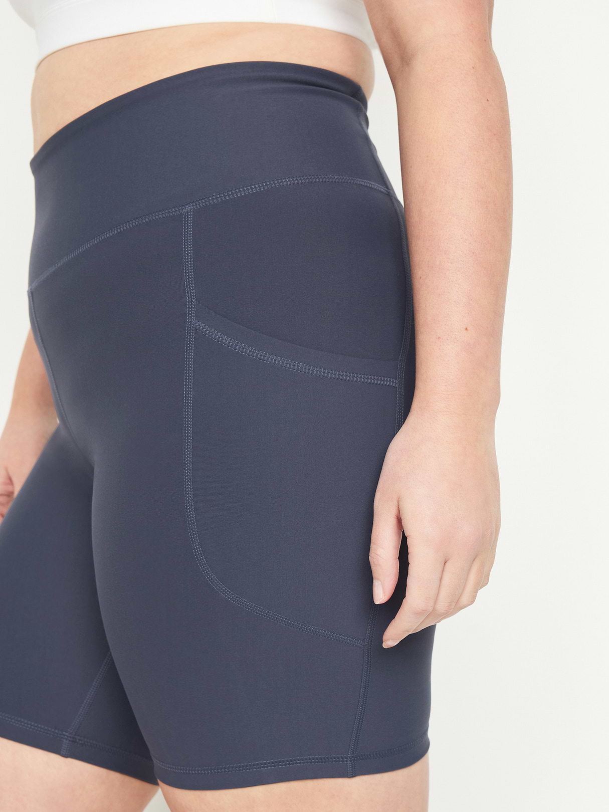 High-Waisted PowerSoft Biker Shorts -- 8-inch inseam - Dusk Navy