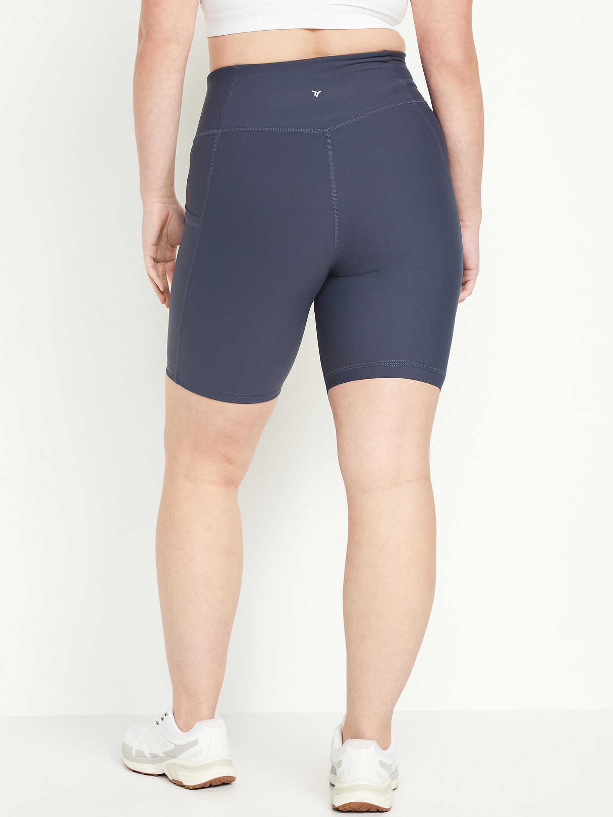 High-Waisted PowerSoft Biker Shorts -- 8-inch inseam - Dusk Navy