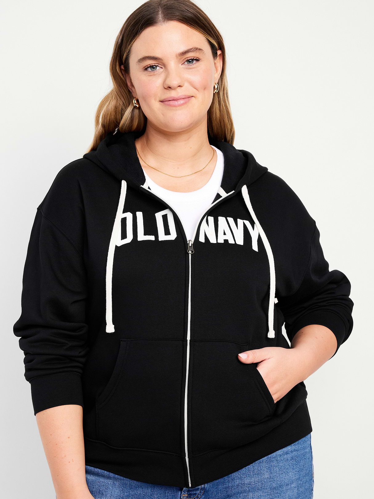Logo Zip Hoodie Sweatshirt - Black Jack