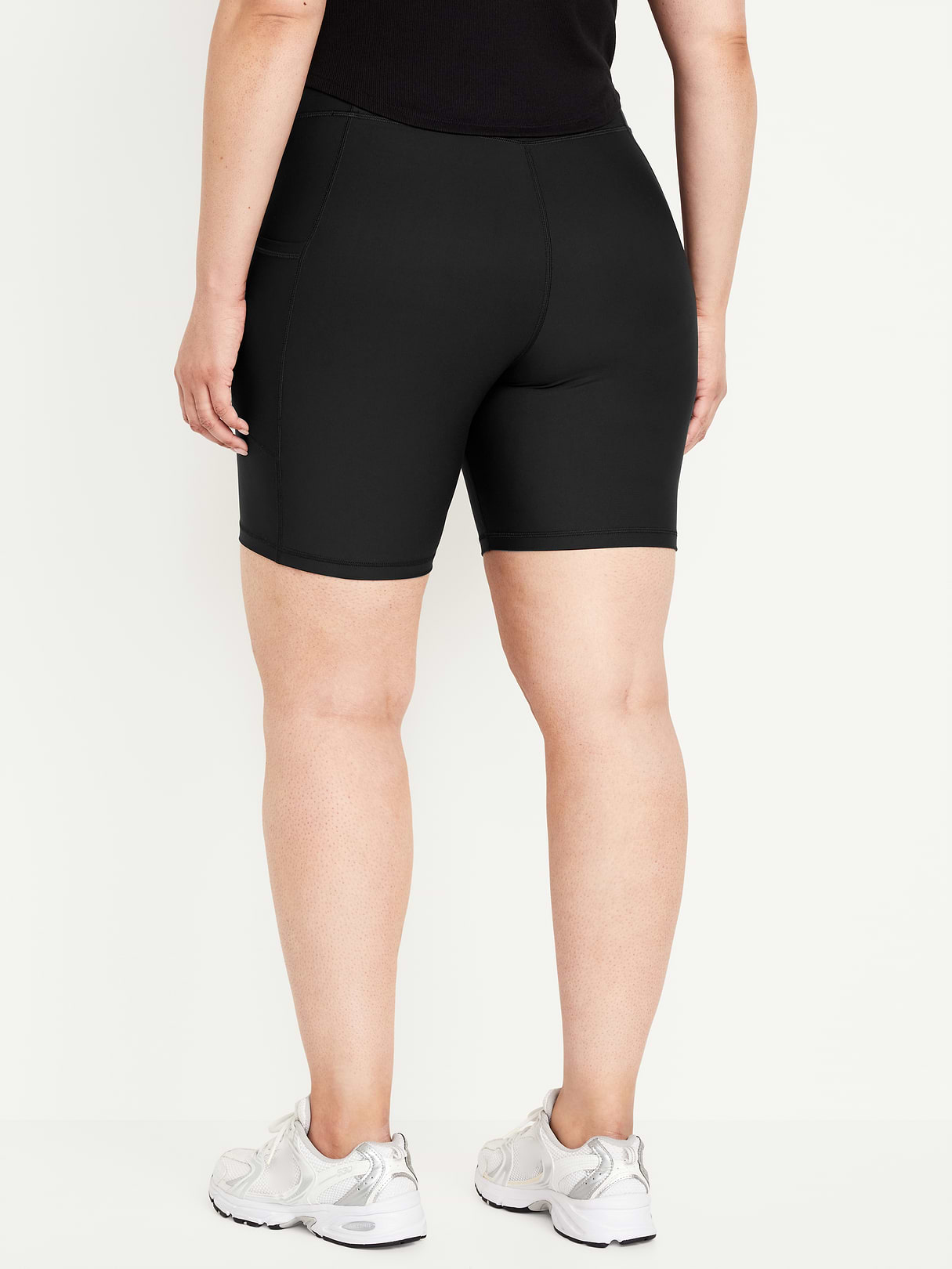 High-Waisted PowerSoft Biker Shorts -- 8-inch inseam - Black Jack