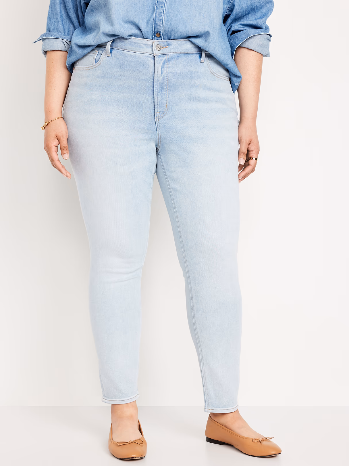 High-Waisted Rockstar Super-Skinny Jeans - Light Dip