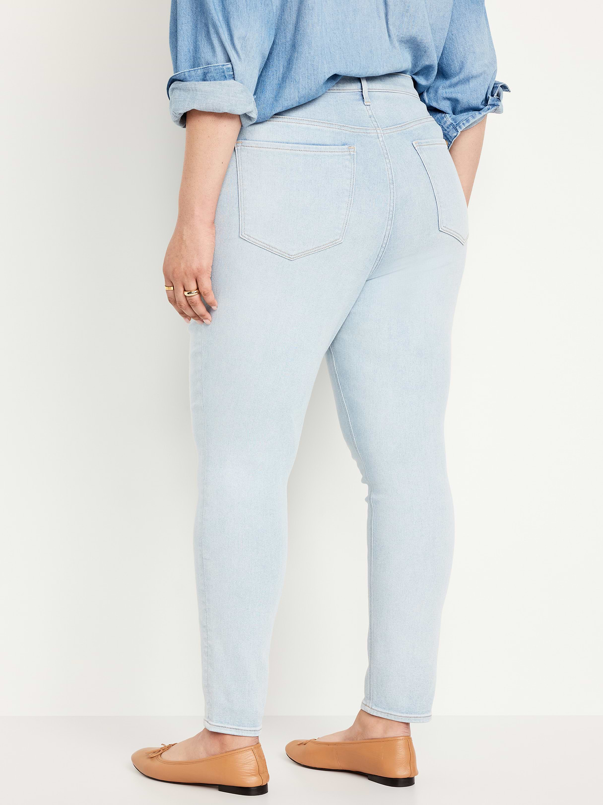 High-Waisted Rockstar Super-Skinny Jeans - Light Dip
