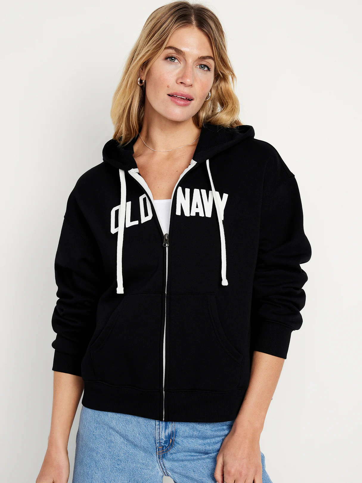Logo Zip Hoodie Sweatshirt - Black Jack