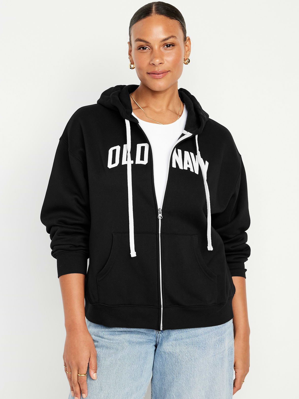 Logo Zip Hoodie Sweatshirt - Black Jack