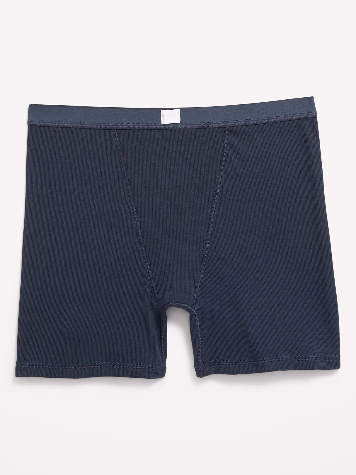 High-Waisted Ribbed Boyshort Briefs -- 3-inch inseam - In the Navy