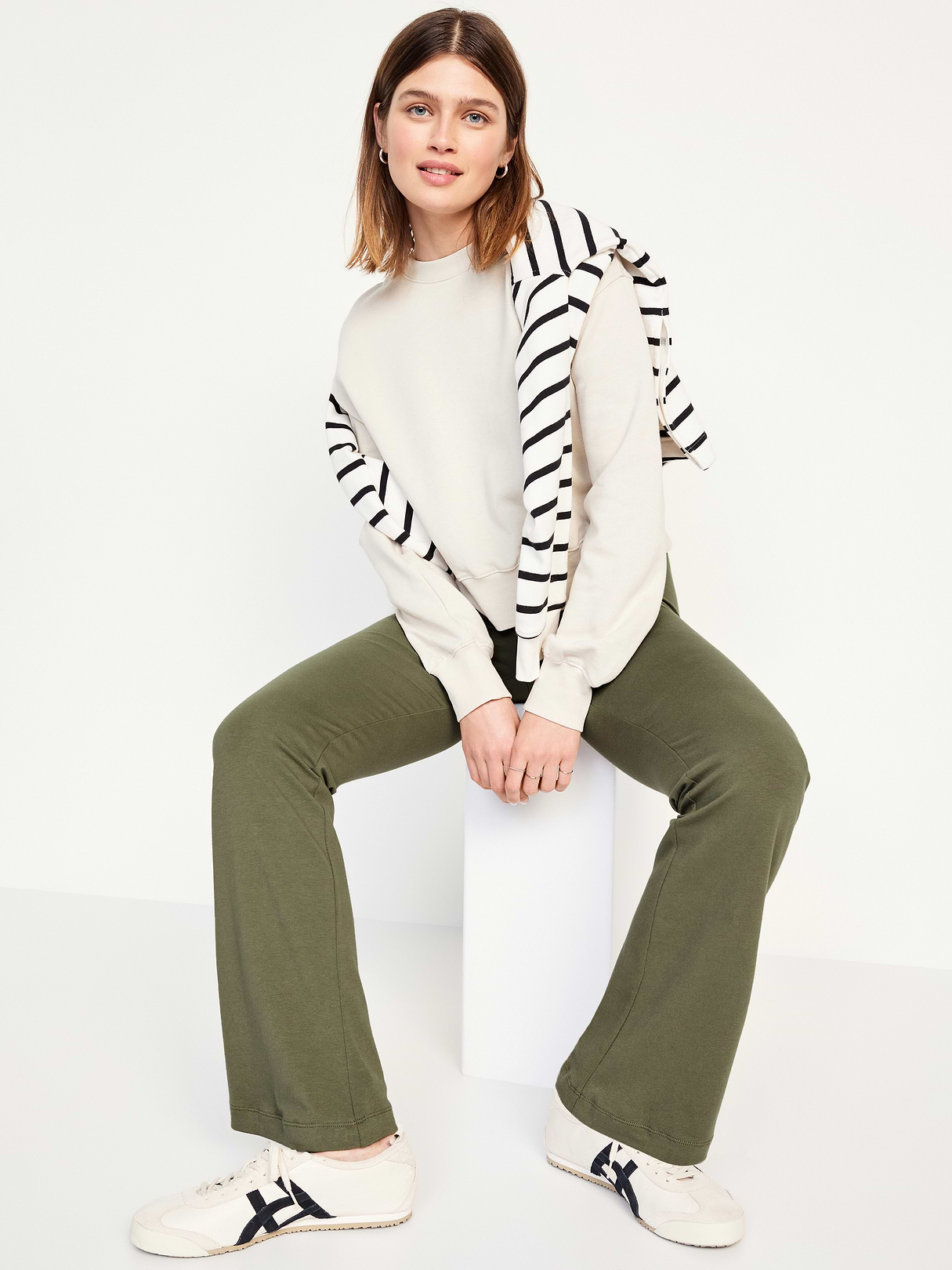 High-Waisted Flare Leggings - Stone Wall