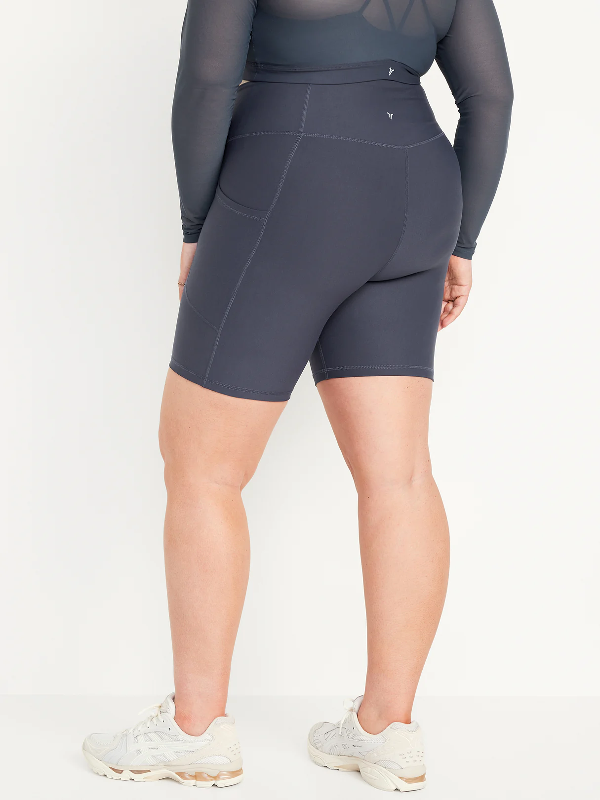 High-Waisted PowerSoft Biker Shorts -- 8-inch inseam - Dusk Navy