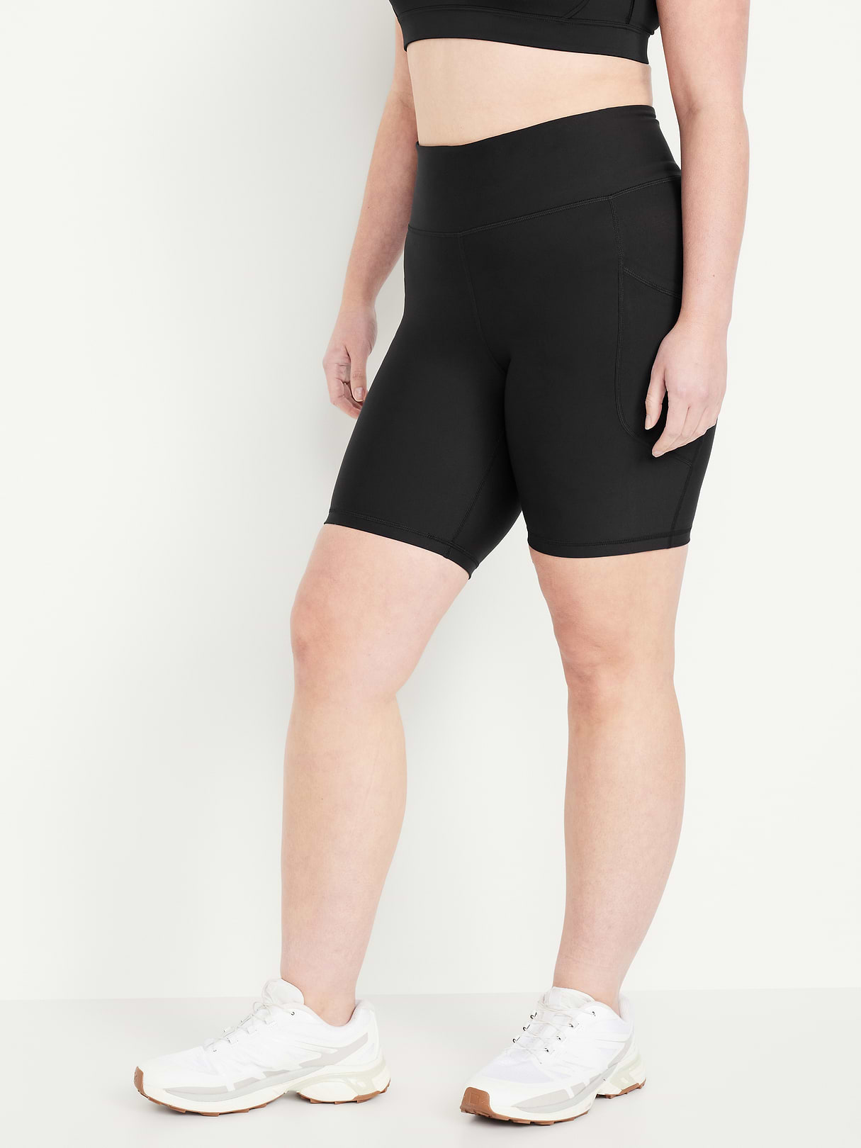 High-Waisted PowerSoft Biker Shorts -- 8-inch inseam - Black Jack