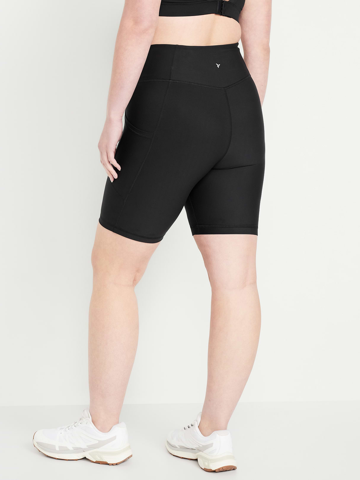 High-Waisted PowerSoft Biker Shorts -- 8-inch inseam - Black Jack