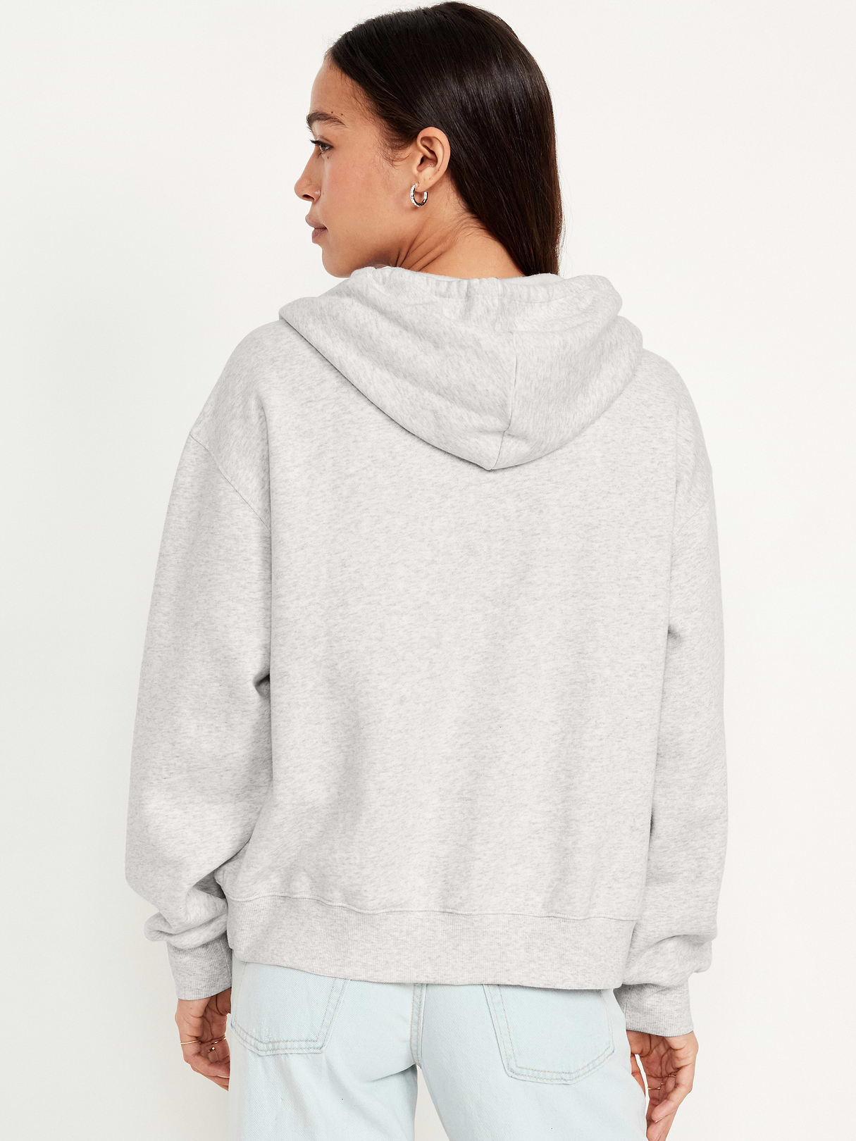 Logo Zip Hoodie Sweatshirt - Light Gray Heather