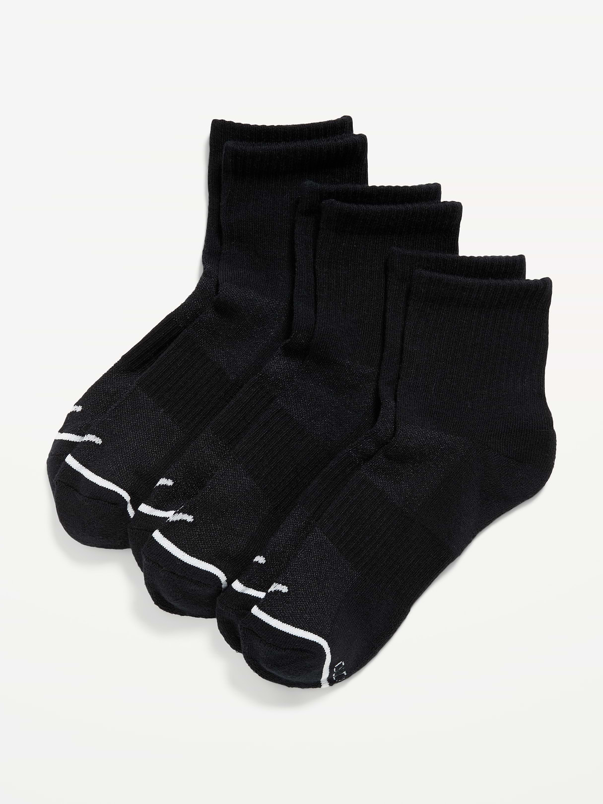 3-Pack Athletic Quarter Crew Socks for Women - Black