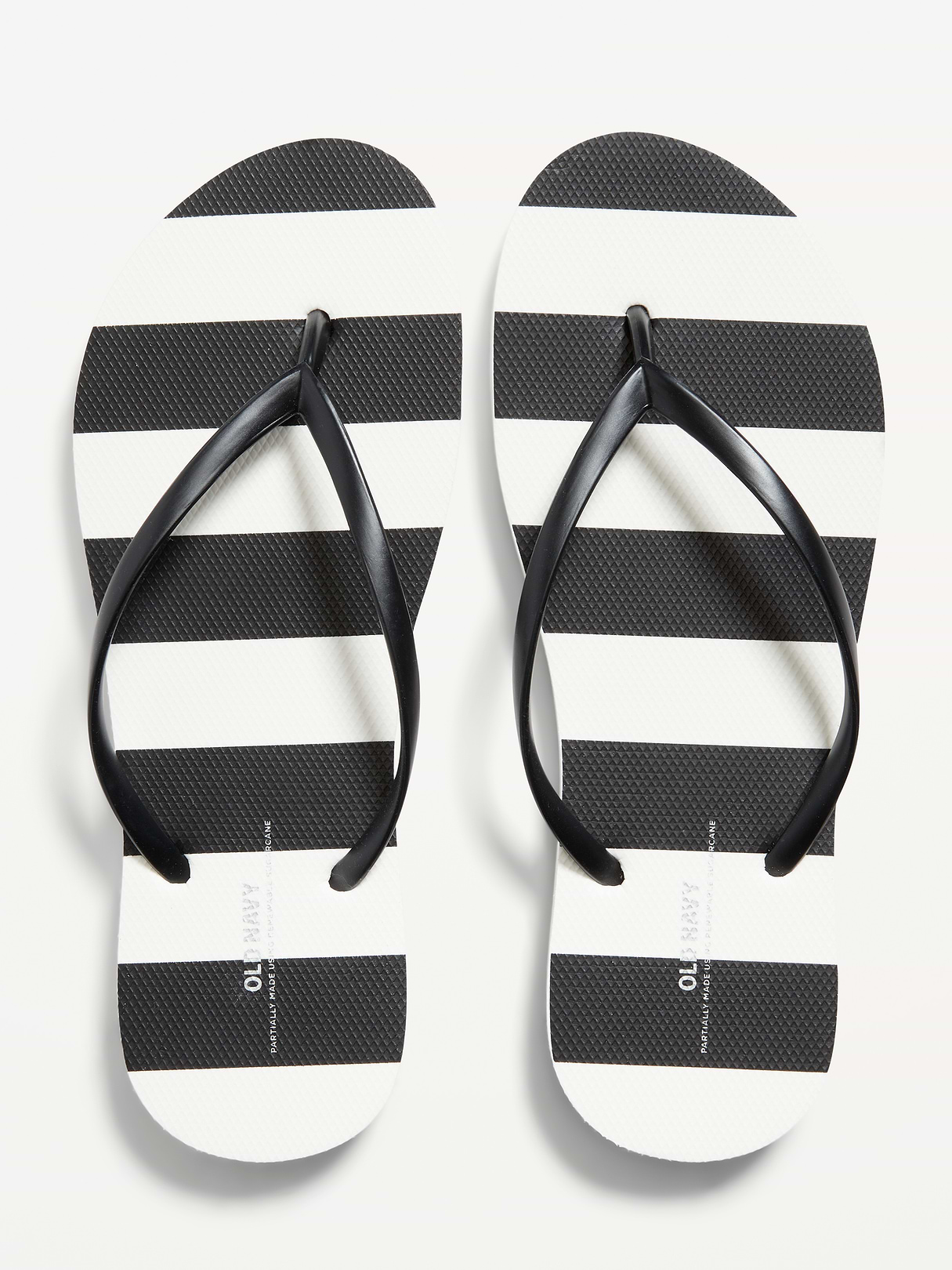 Flip-Flop Sandals (Partially Plant-Based) - Black/White Stripe