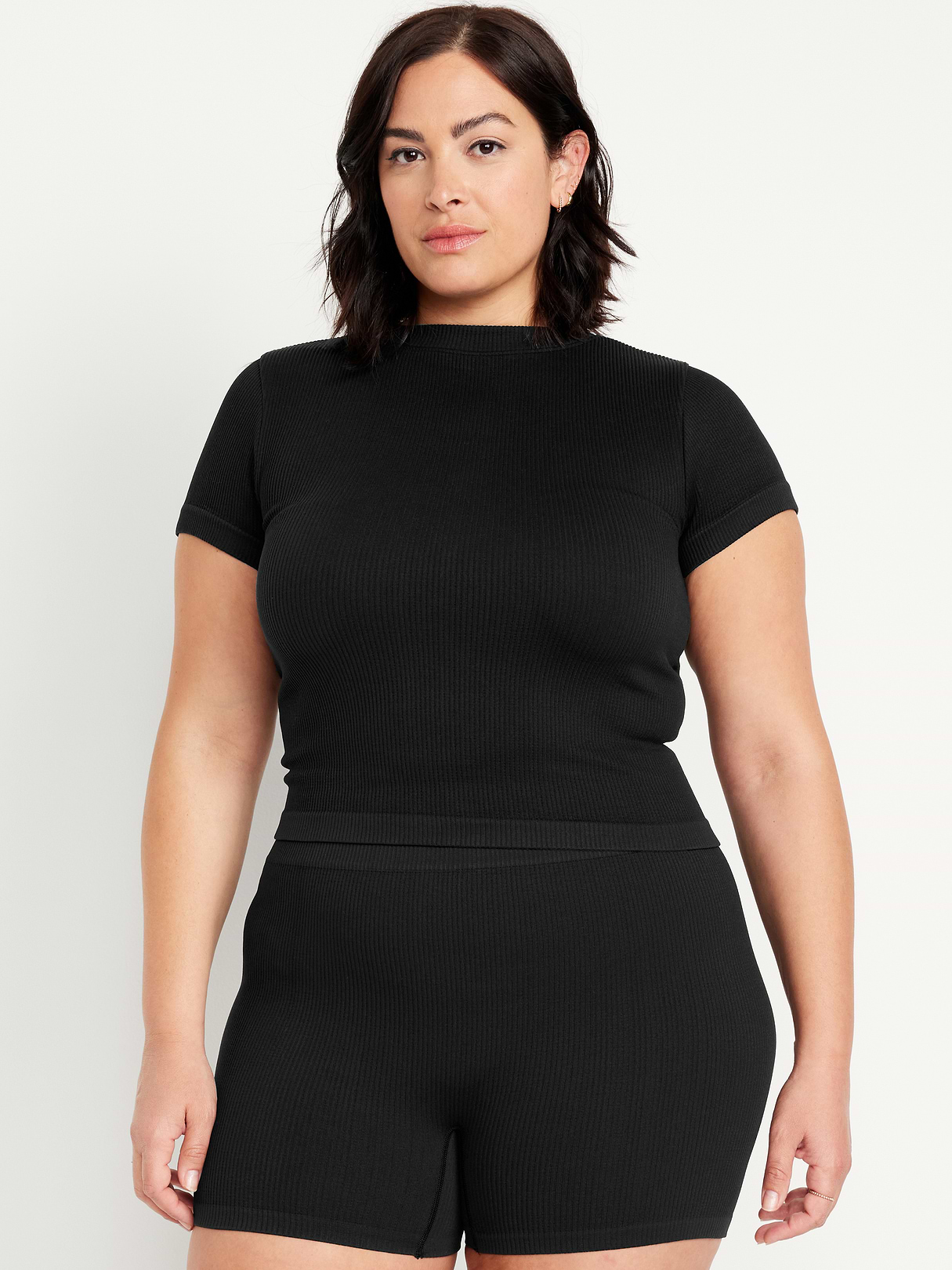 Exhale Seamless Fitted Rib T-Shirt - Black Jack