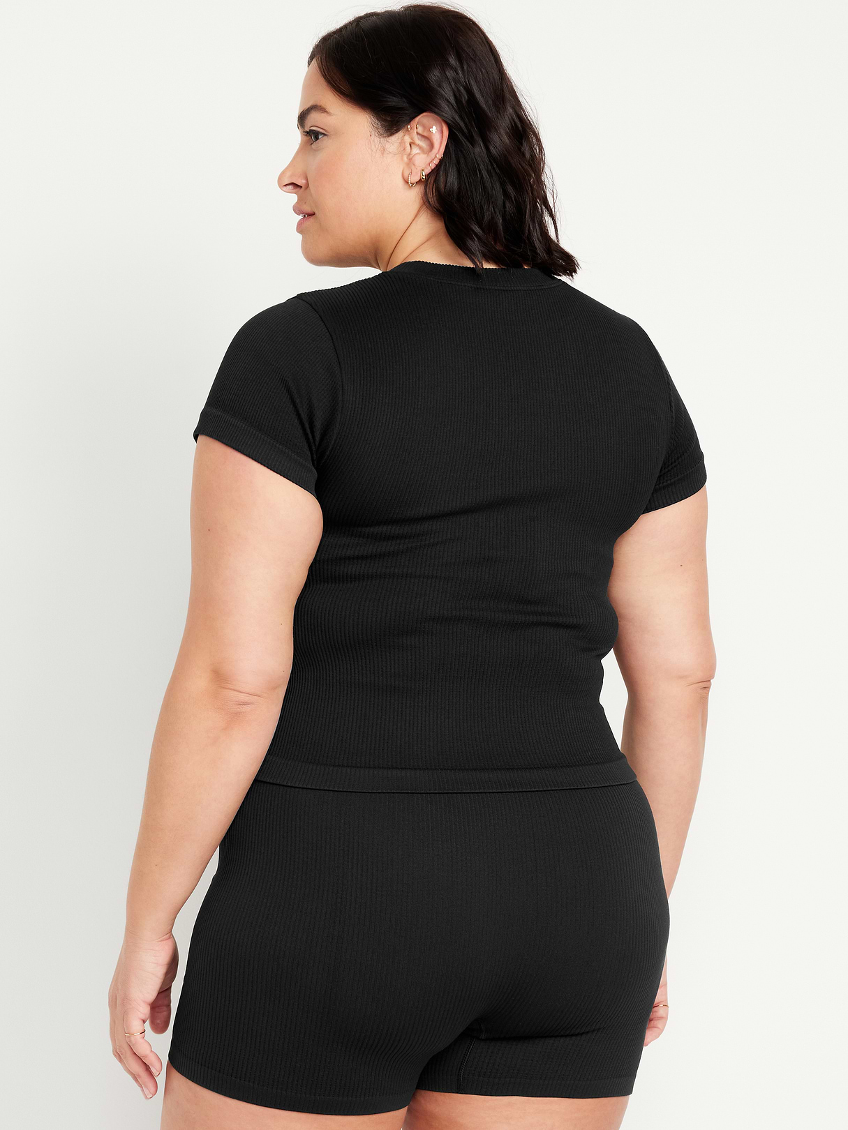 Exhale Seamless Fitted Rib T-Shirt - Black Jack