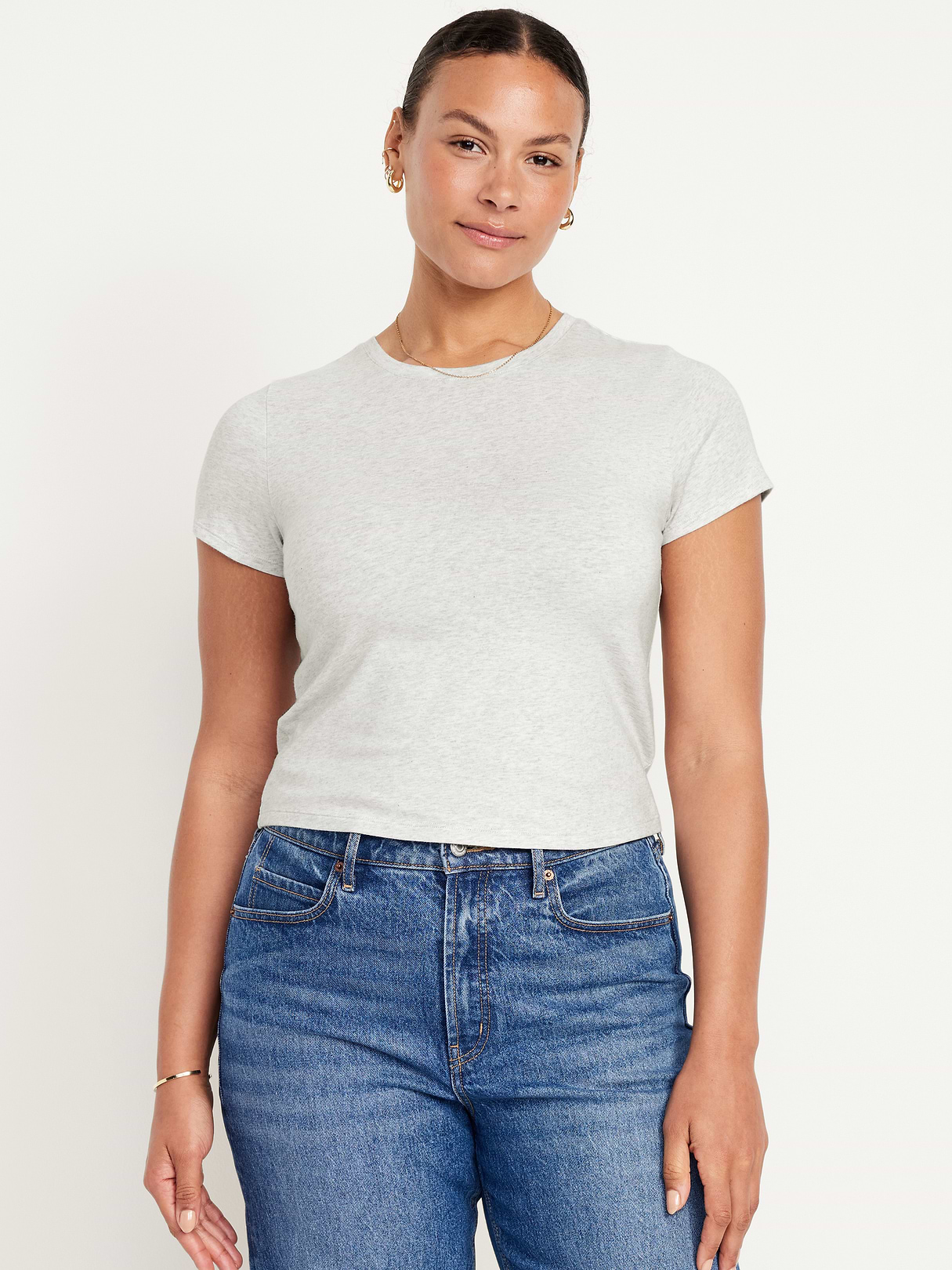 Bestee Crop T-Shirt - Light Heather Gray