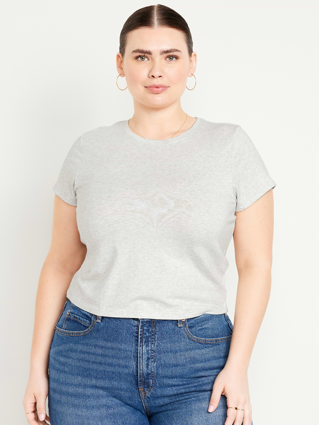 Bestee Crop T-Shirt - Light Heather Gray