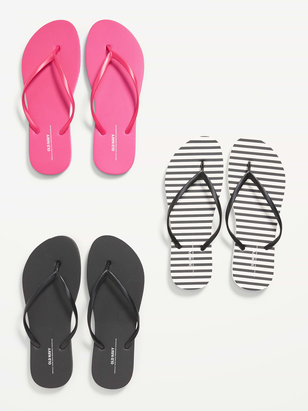 Flip-Flop Sandals 3-Pack (Partially Plant-Based) - Black/pink R