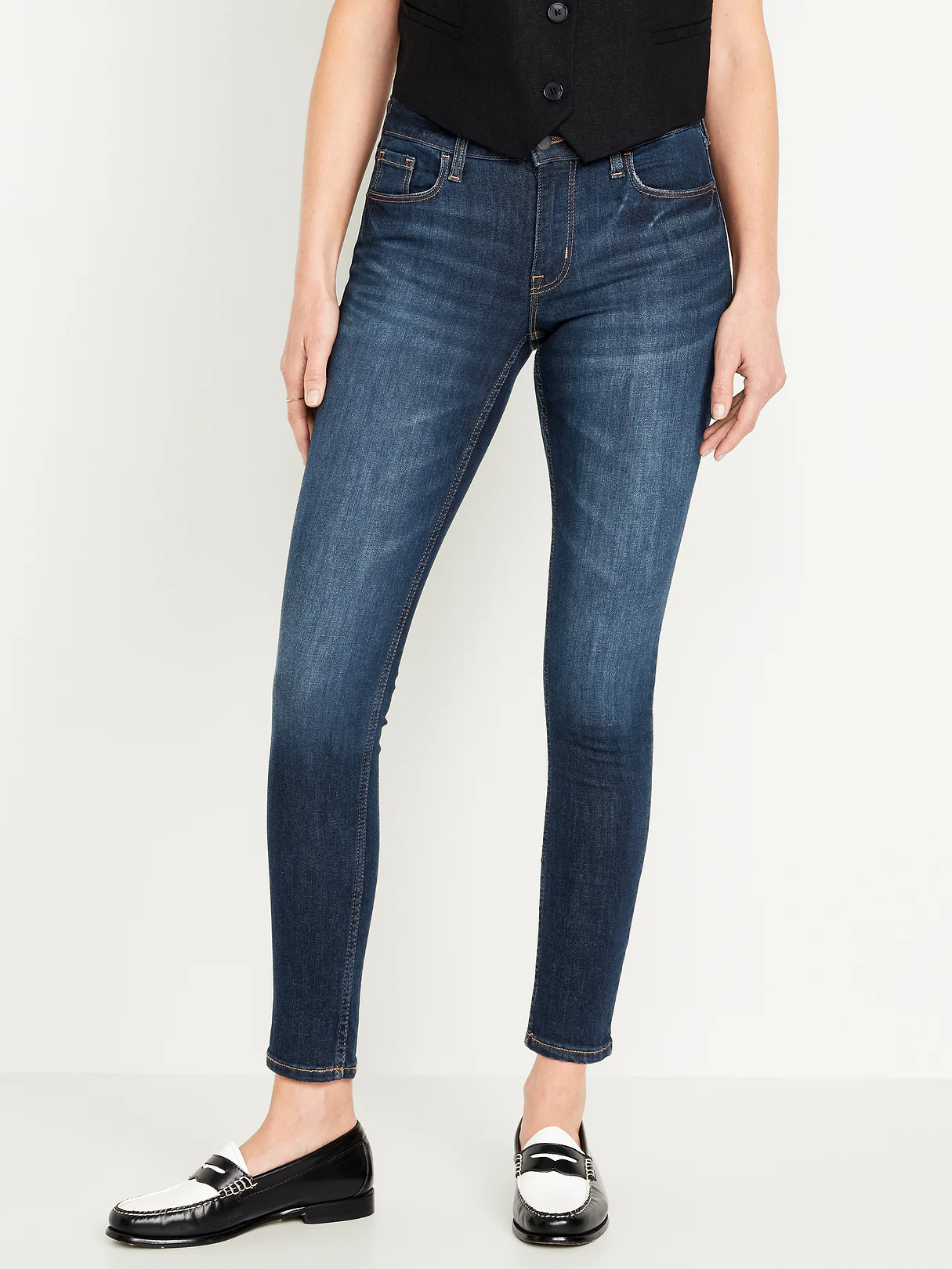 Mid-Rise Rockstar Super-Skinny Jeans - Dark Wash