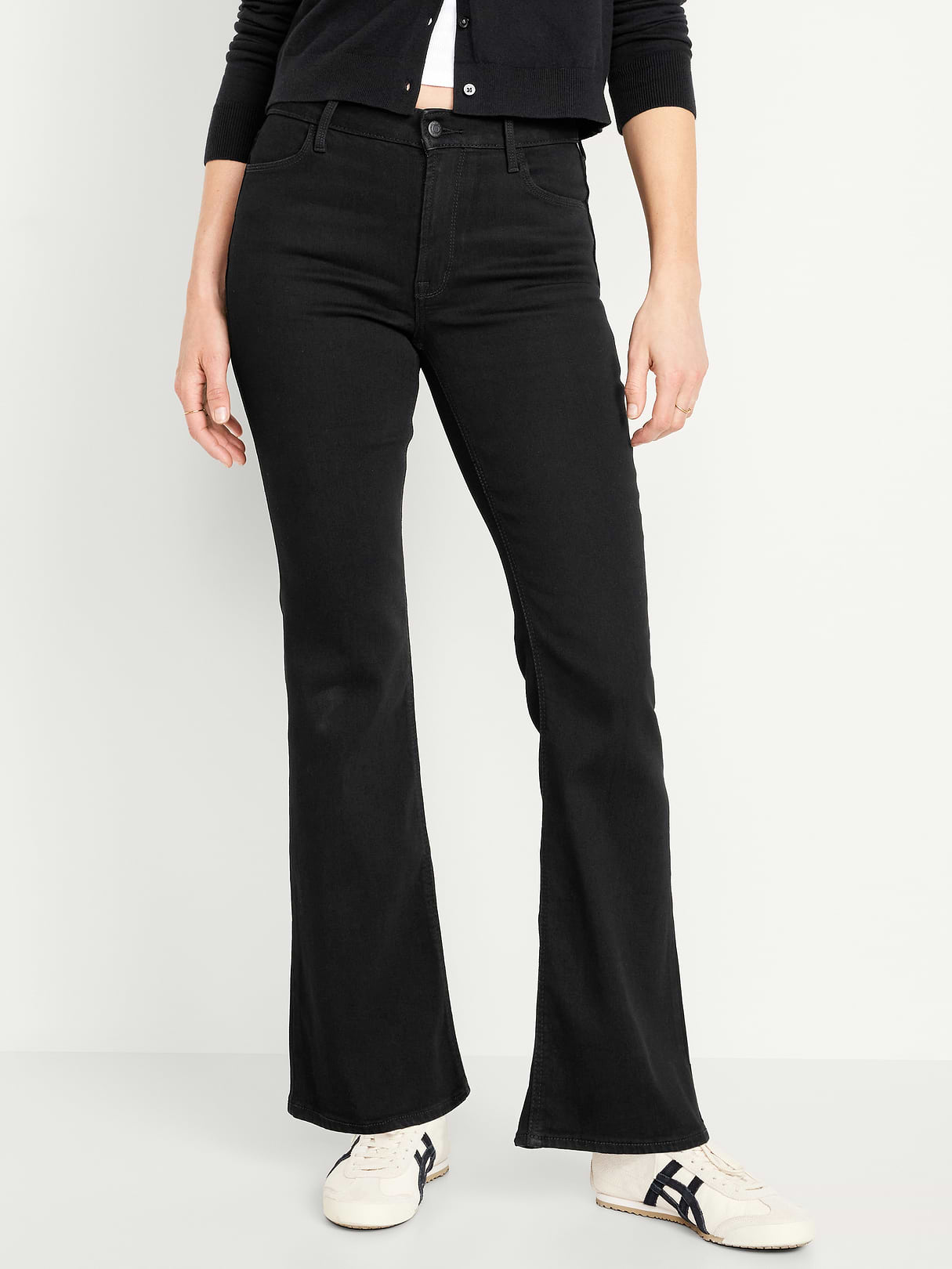 High-Waisted Wow Flare Jeans - Black Jack