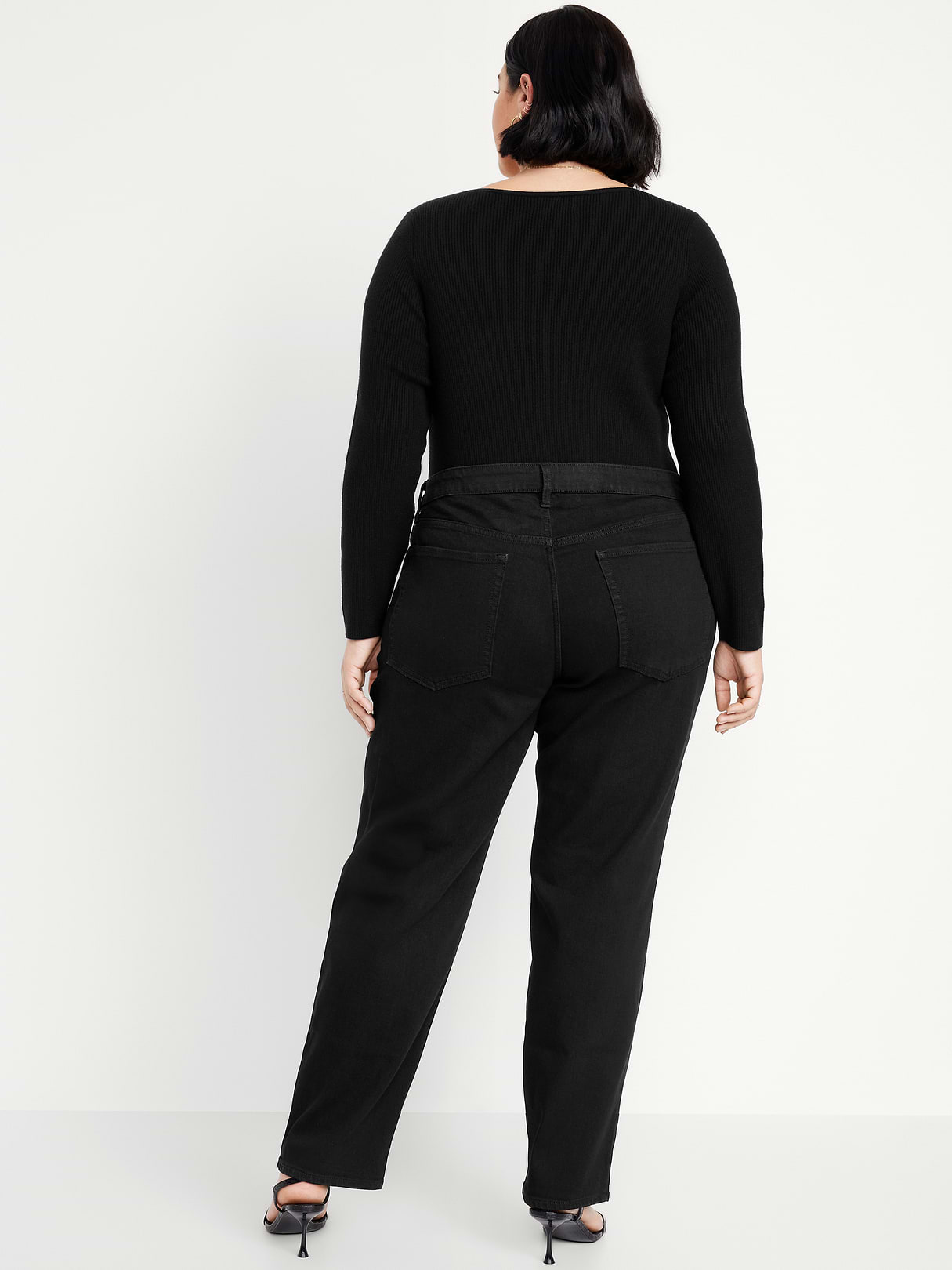 High-Waisted Wow Loose Jeans - Black Wash