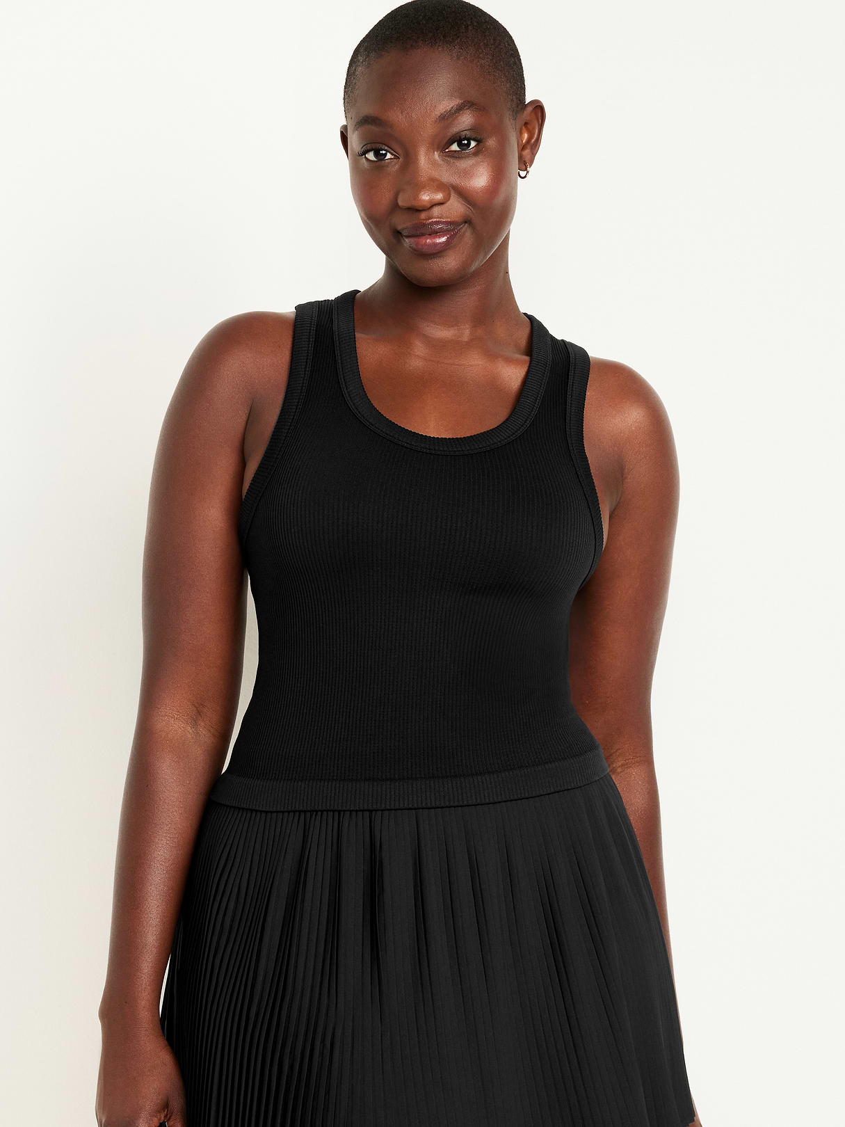 Exhale Seamless Fitted Rib Tank - Black