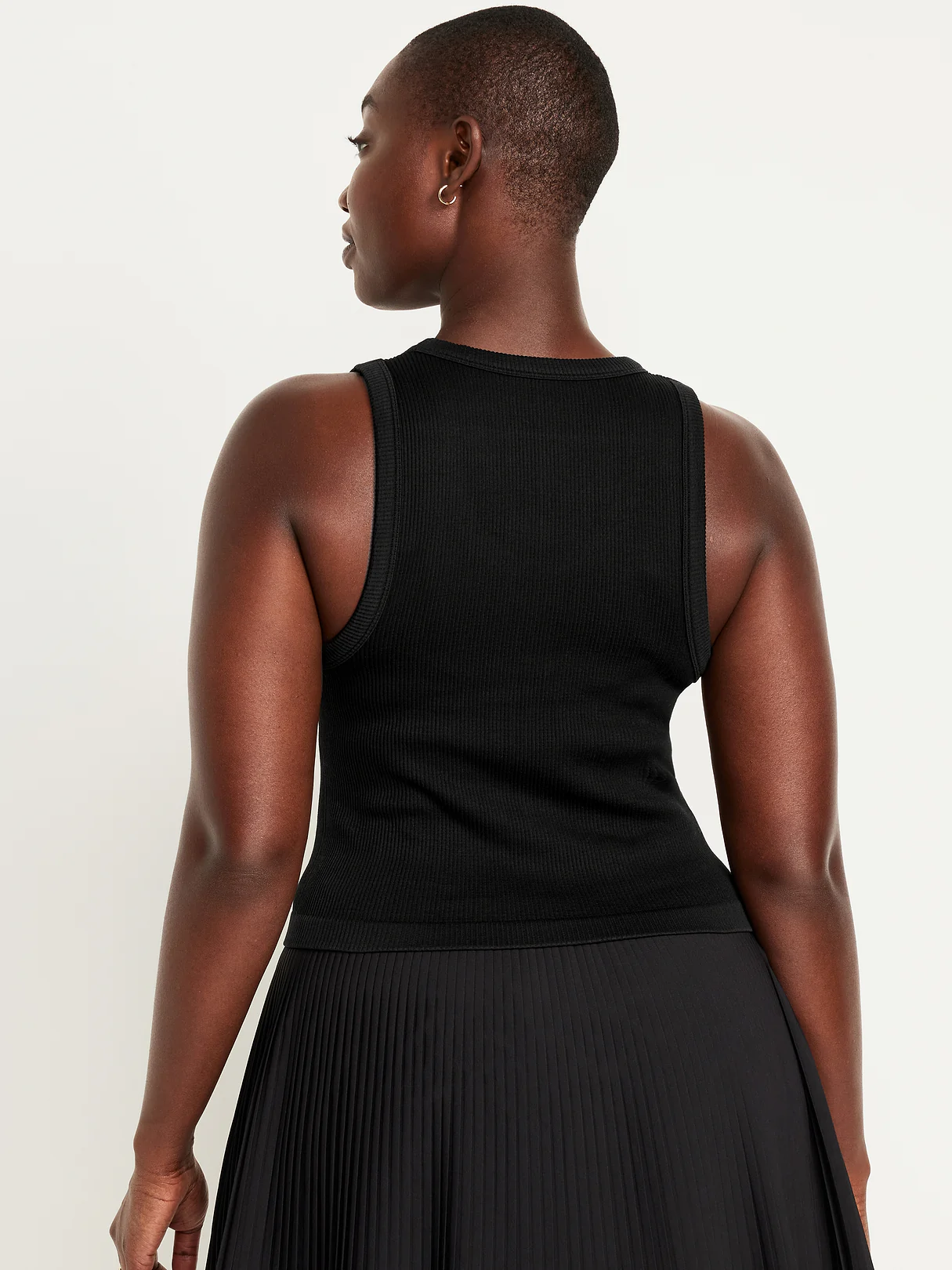 Exhale Seamless Fitted Rib Tank - Black