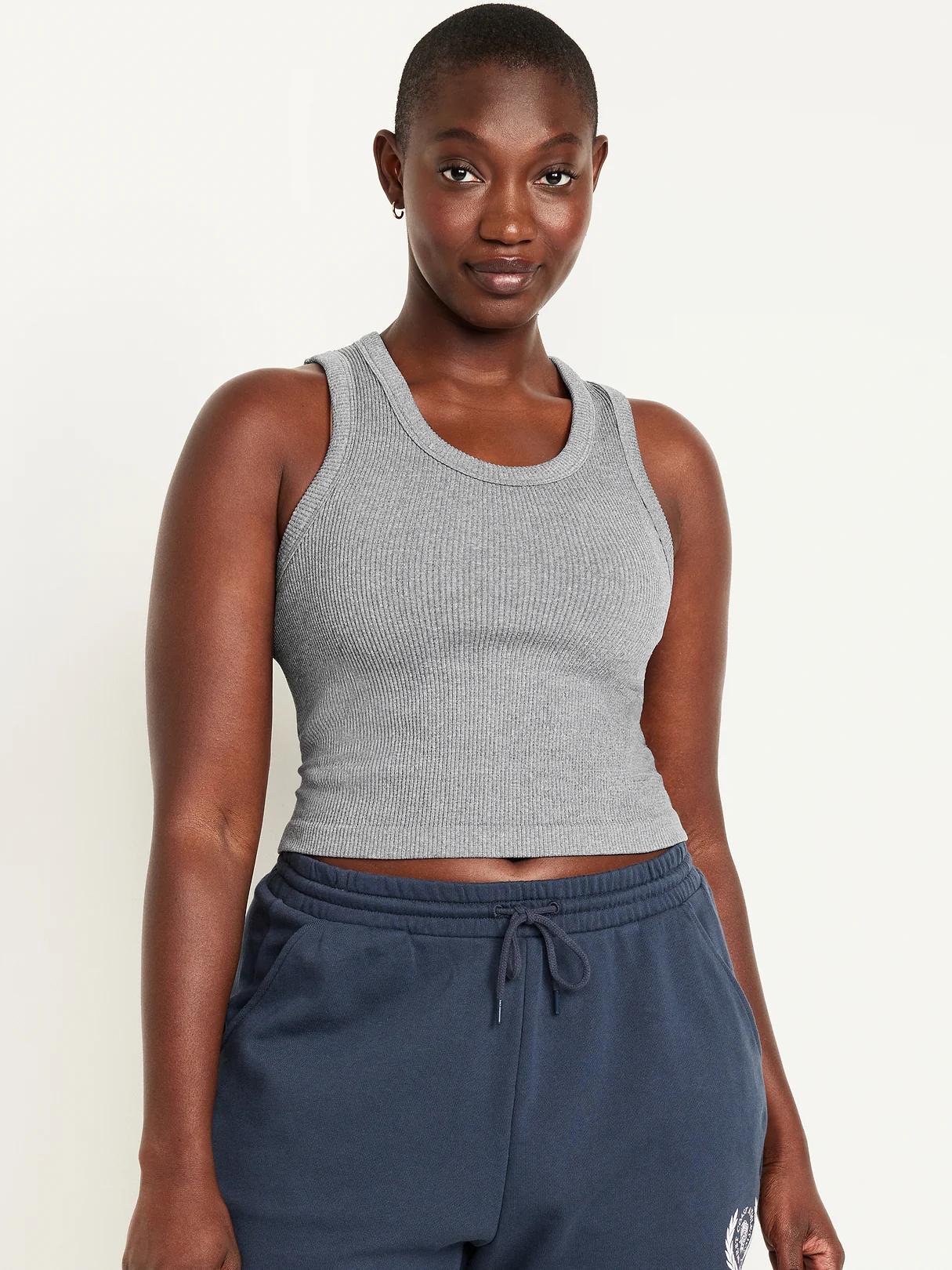 Exhale Seamless Fitted Rib Tank - Heather Gray