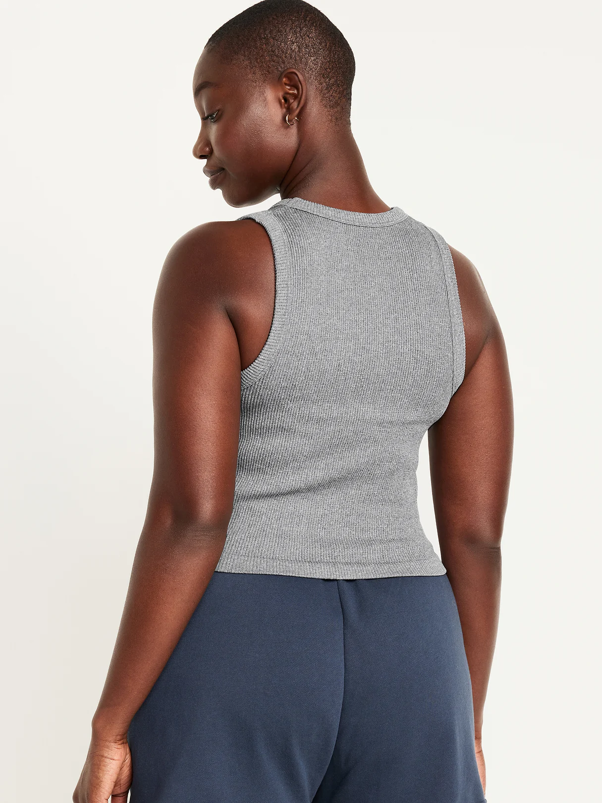 Exhale Seamless Fitted Rib Tank - Heather Gray