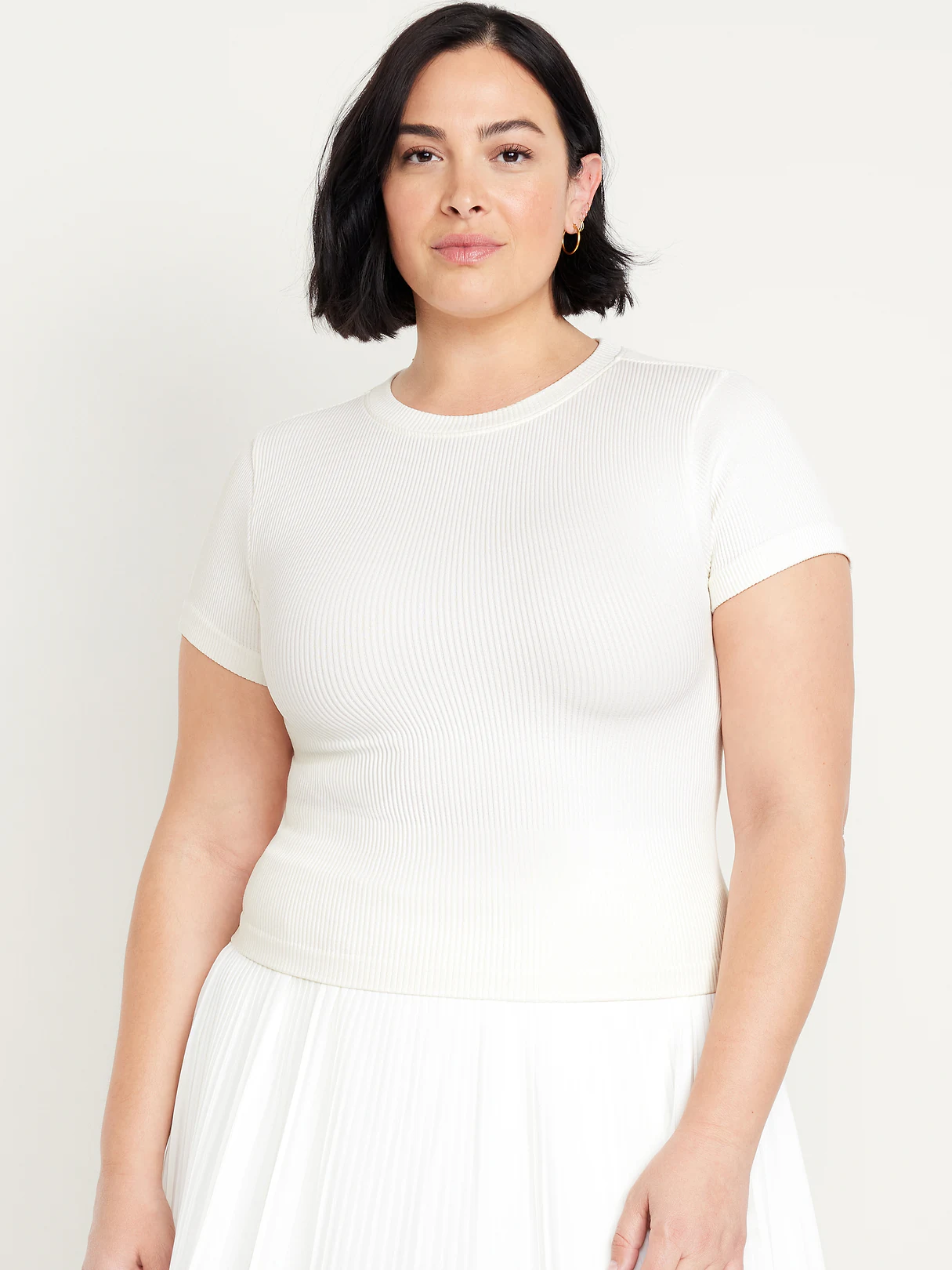 Exhale Seamless Fitted Rib T-Shirt - Magnolia