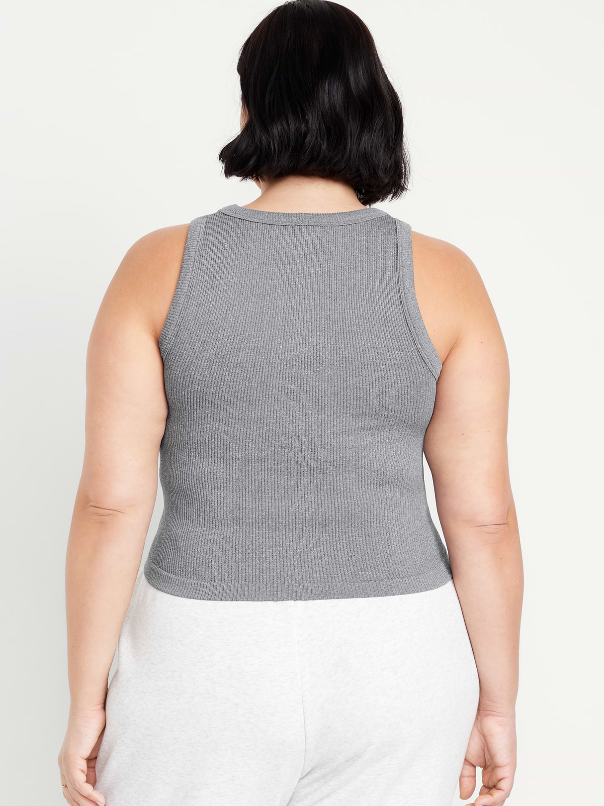 Exhale Seamless Fitted Rib Tank - Heather Gray