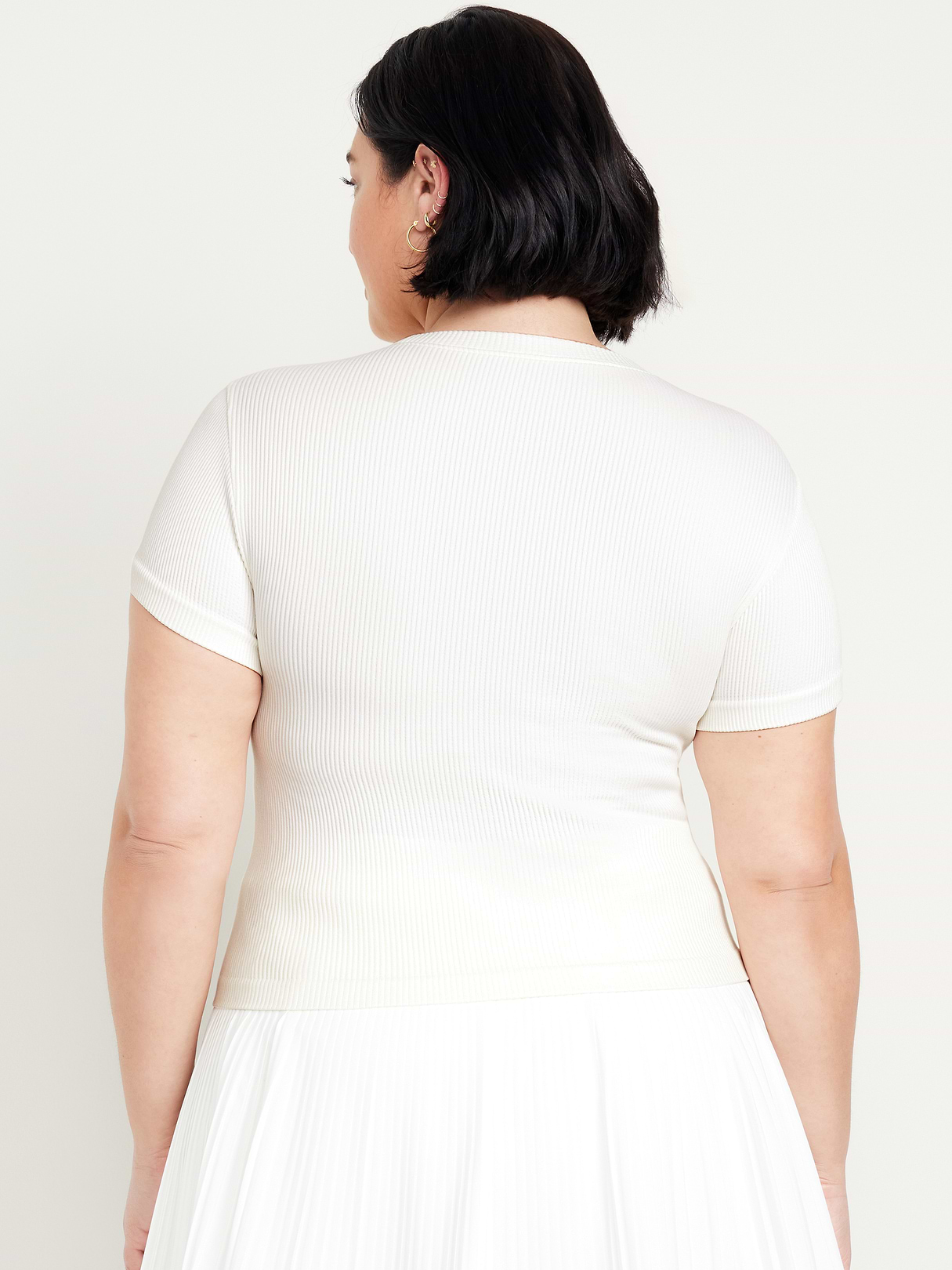 Exhale Seamless Fitted Rib T-Shirt - Magnolia