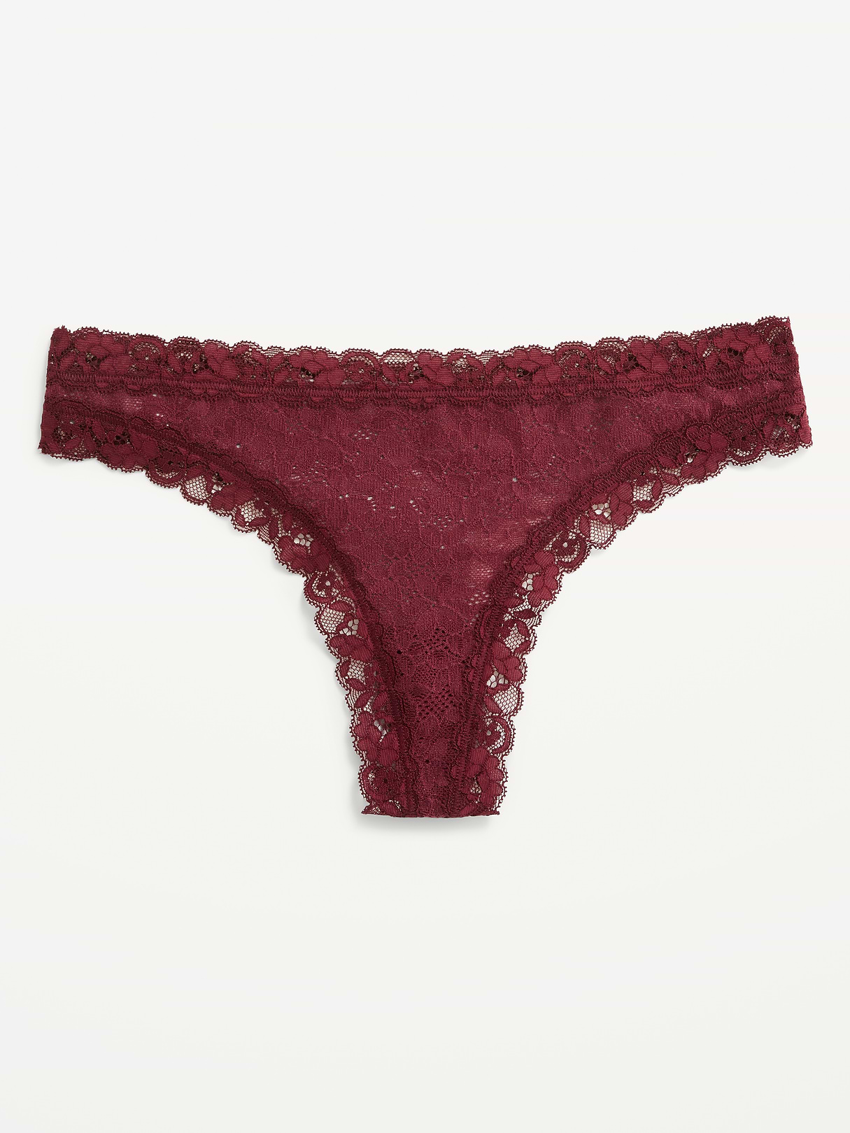 Lace Thong Underwear - Burgundy