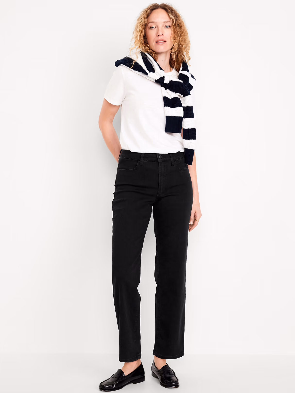 High-Waisted Wow Loose Jeans - Black Wash