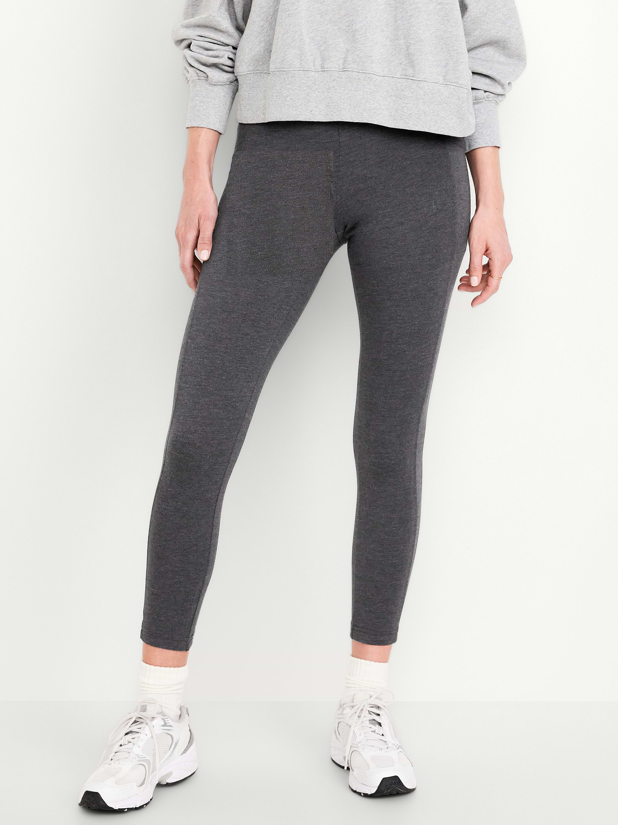 High-Waisted Fashion Layering 7/8 Legging - Dark Heather Gray