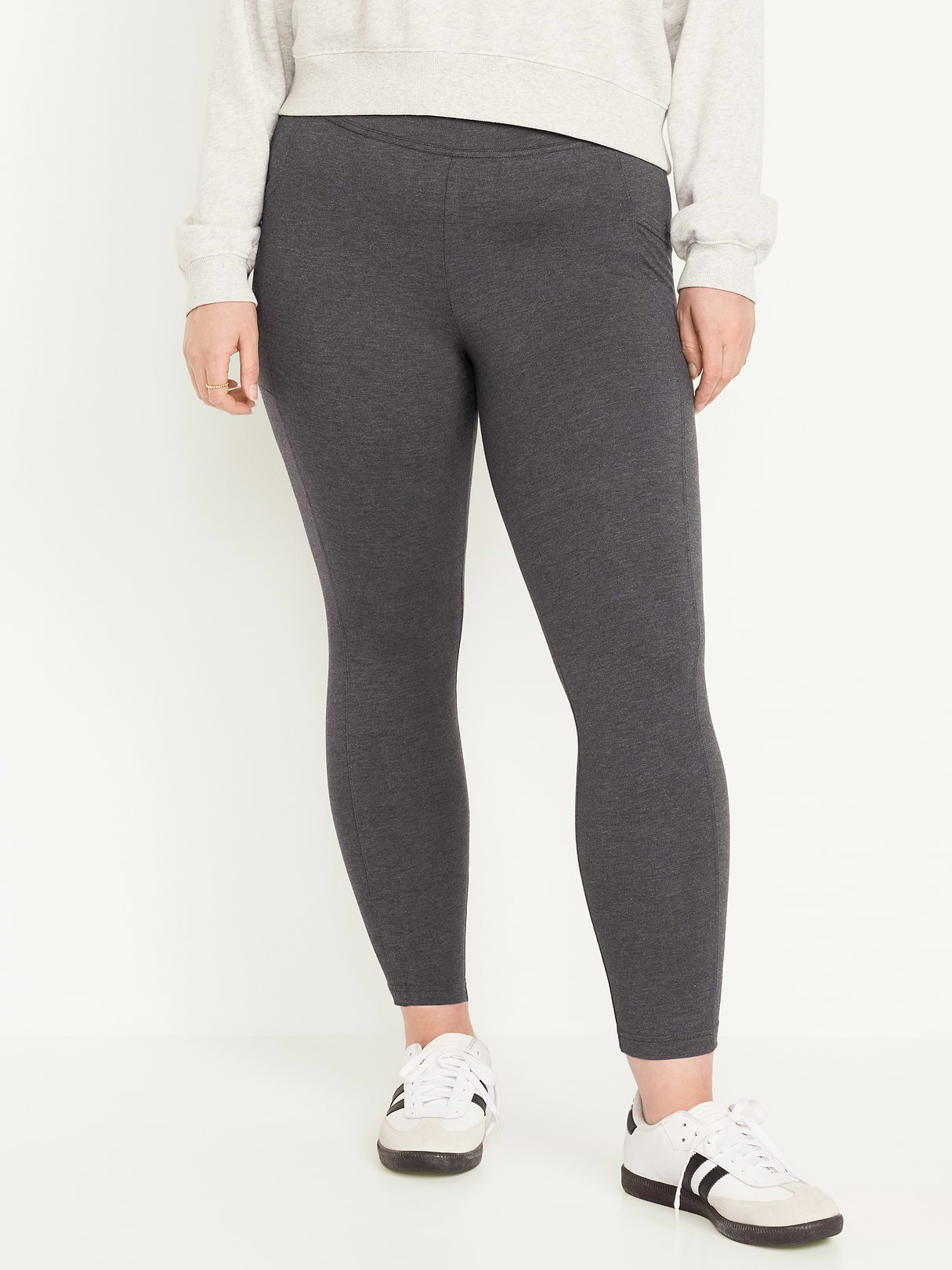 High-Waisted Fashion Layering 7/8 Legging - Dark Heather Gray