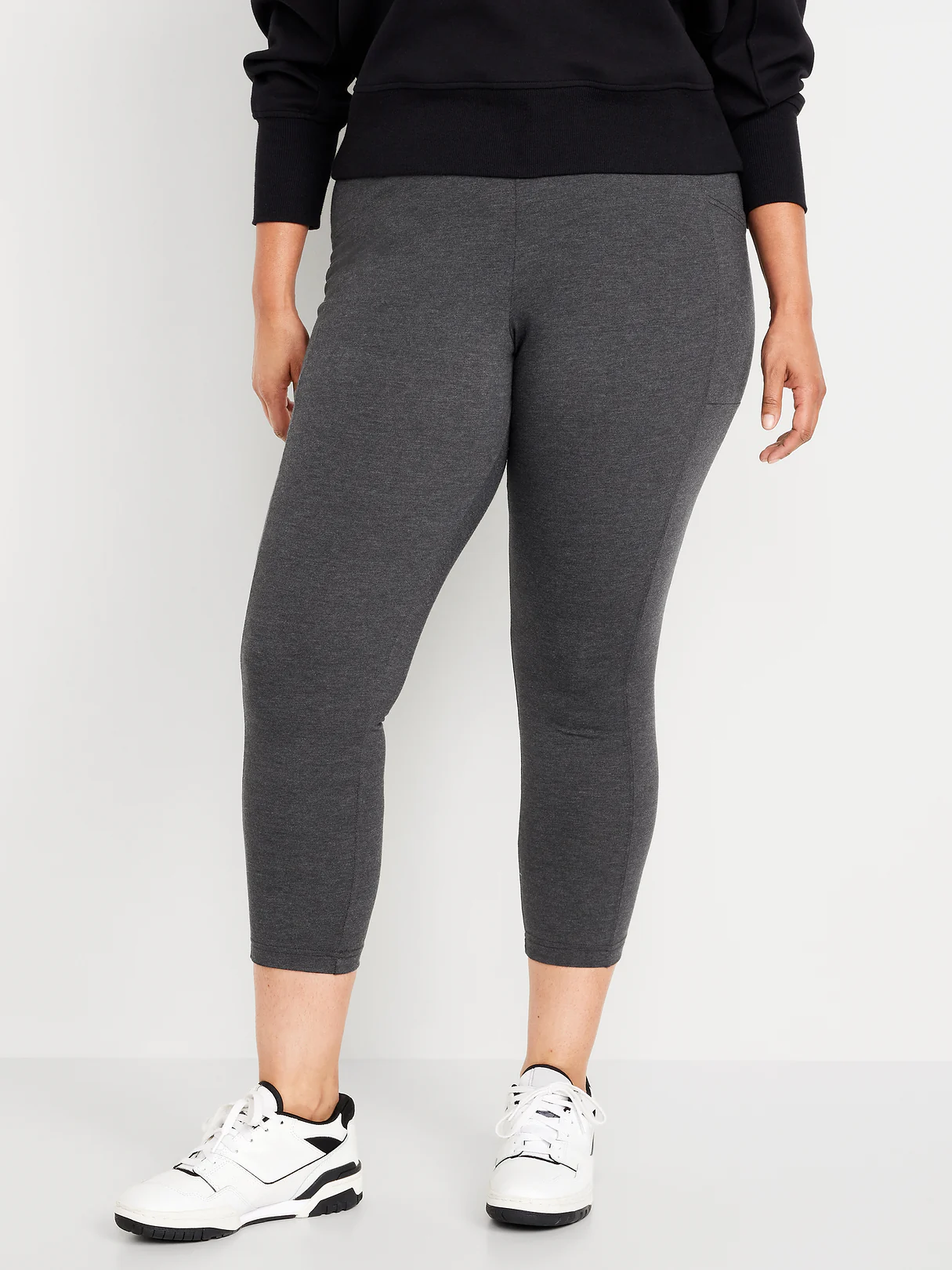 High-Waisted Fashion Layering 7/8 Legging - Dark Heather Gray
